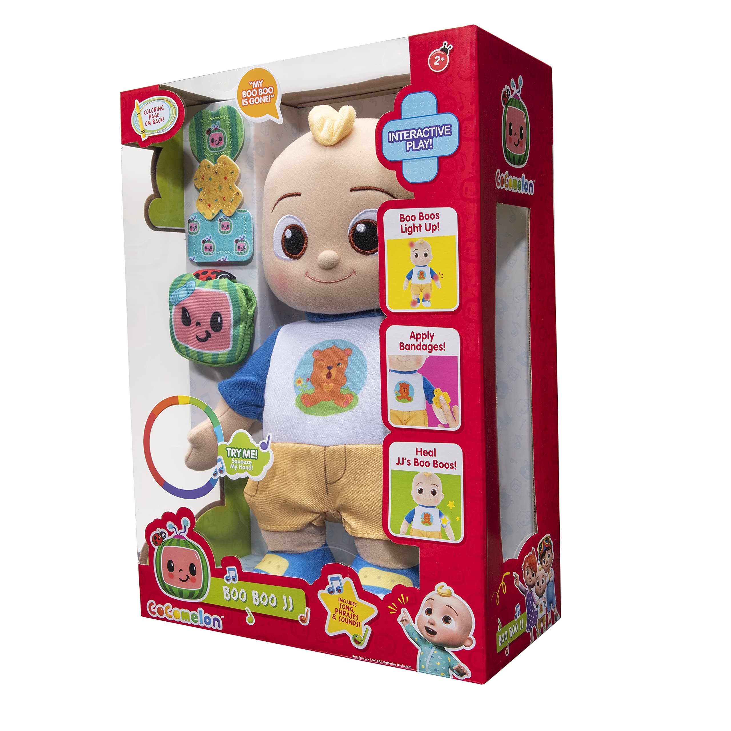 Official Boo Boo JJ Feature Plush - Boo Boo Areas Light Up (Head, Elbow, Knee, Foot) - Help Heal JJ’s Boo Boo’s with Bandages