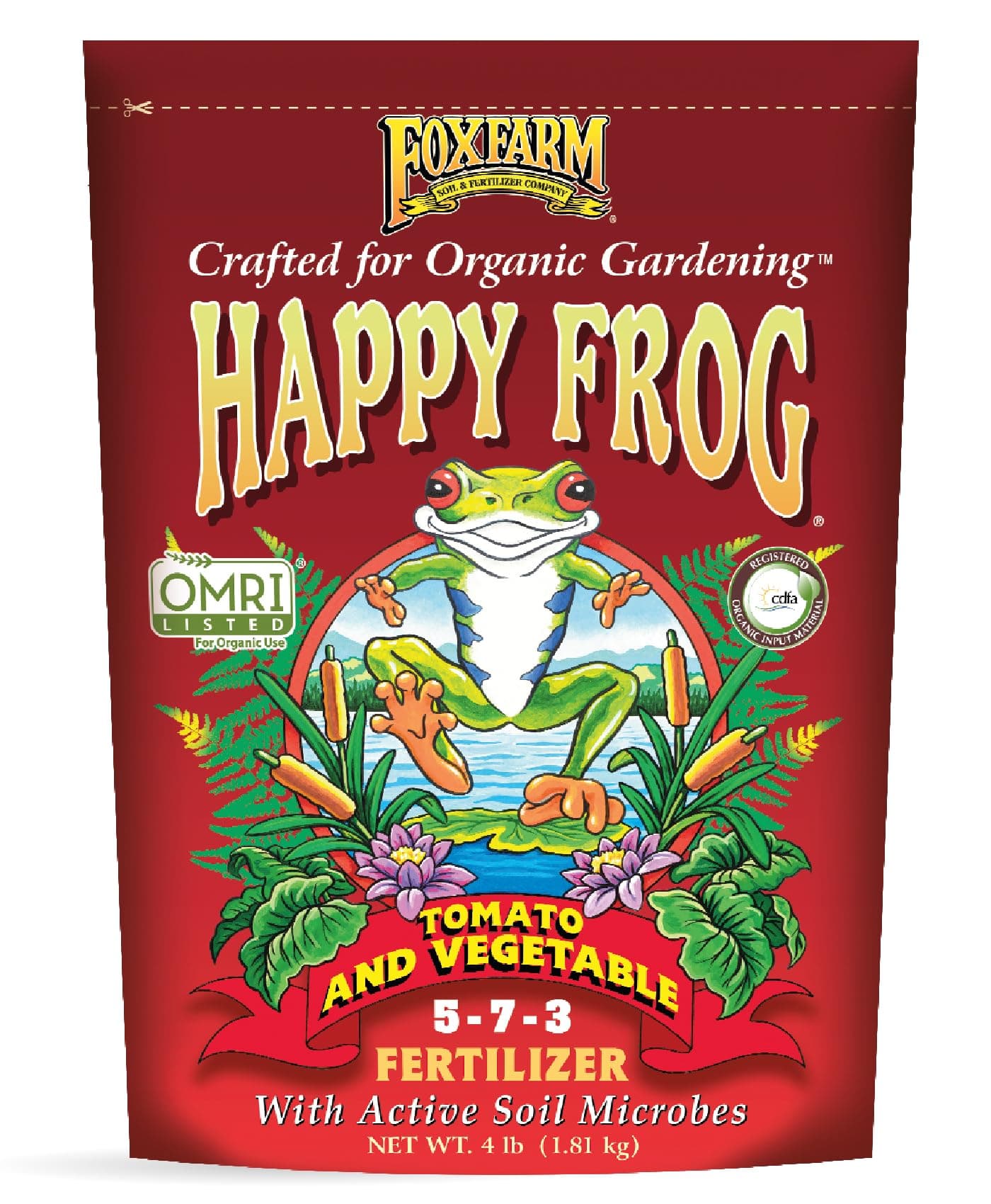FoxFarm Happy Frog Garden Tomato and Vegetable Soil, Dry Plant, Ready Mix for Outdoor, Organic Planting and Garden Care, 12 kg Bag (FX14690)