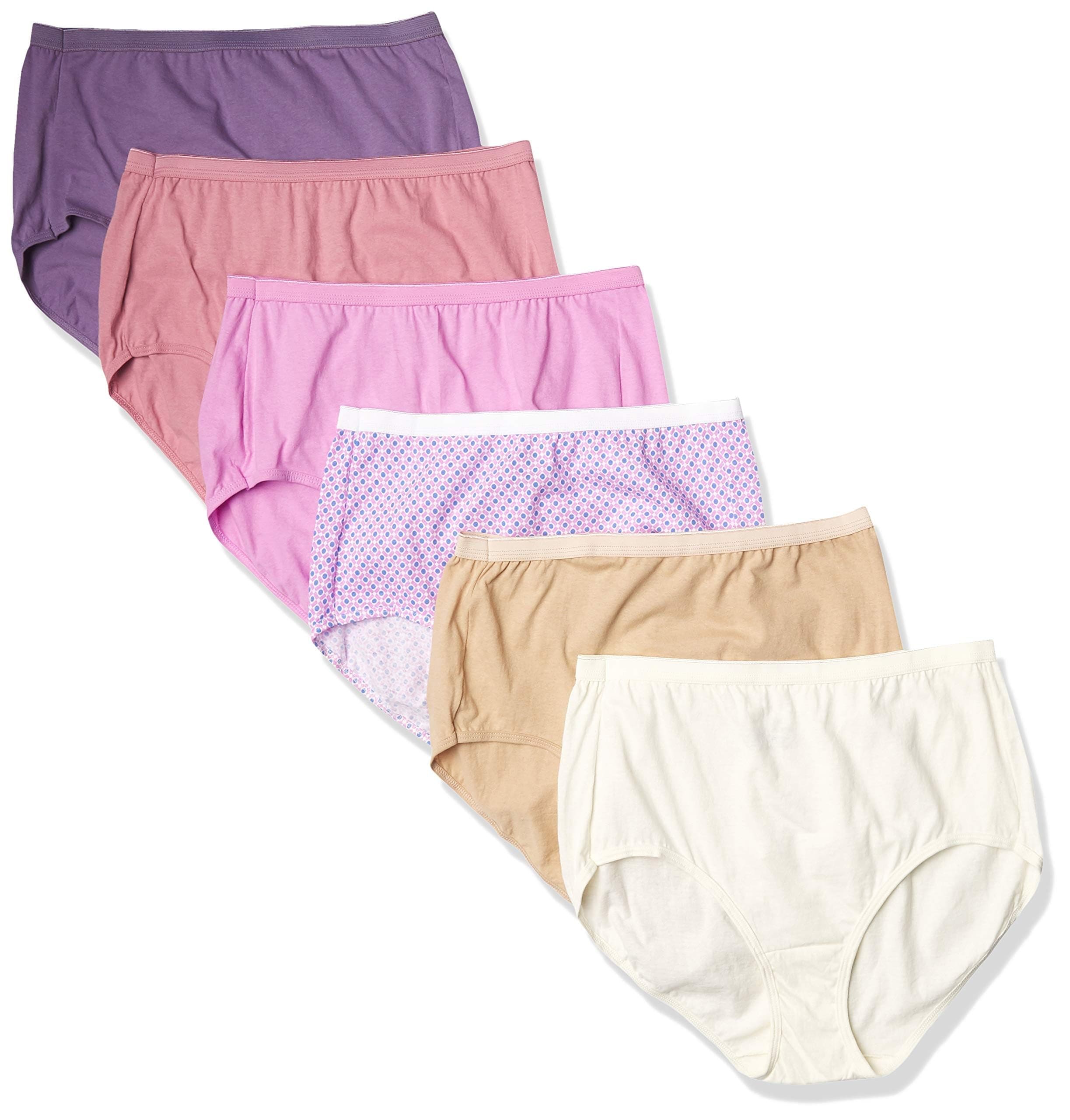 Hanes Women's Underwear Briefs Pack, 6-Pack, Cotton Brief Panties for Women, Moisture-Wicking (Plus Size)