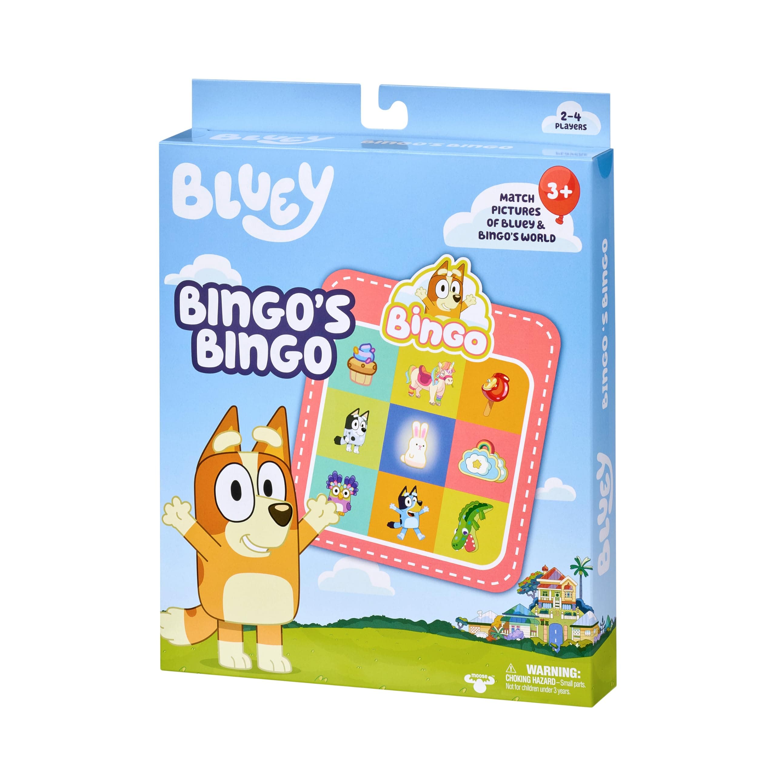 Bluey Bingo's Bingo Card Game: 4 Double-Sided Bingo Cards, 48 Bingo Chips, 12 Bingo Scoring Chips and 36 Calling Cards Official Bluey Merchandise