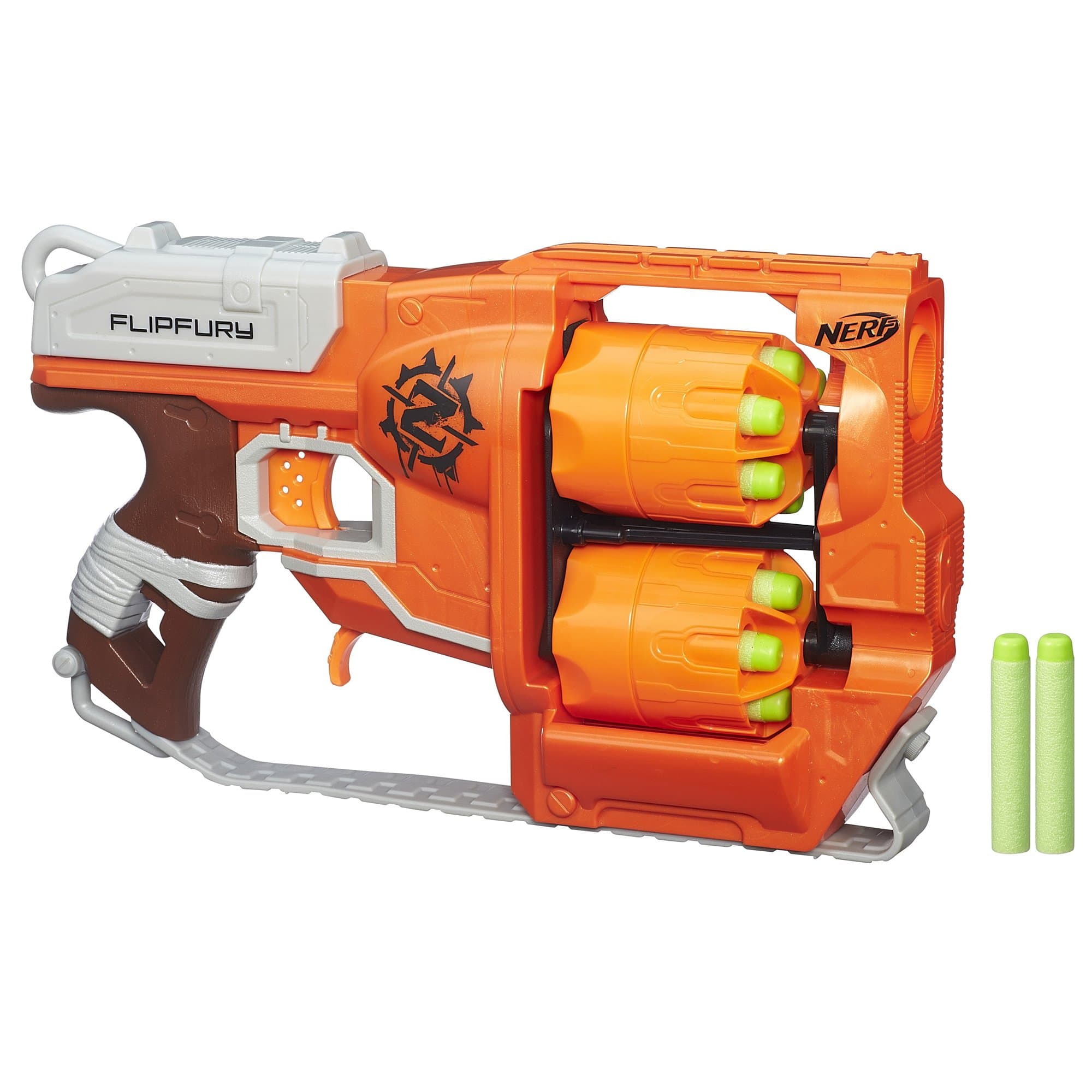 Zombie Strike FlipFury Blaster - 2 Flipping 6-Dart Drums - Fire 6 Darts, Flip, Fire 6 More - 12 Nerf Zombie Strike Elite Darts (Amazon Exclusive)