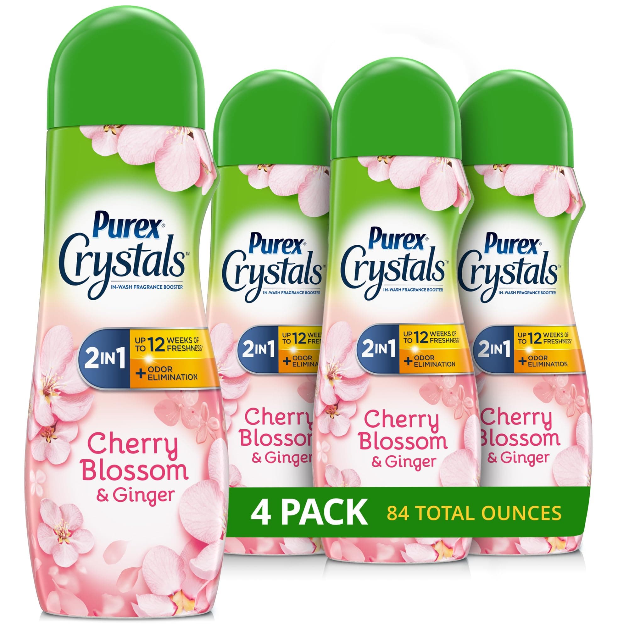 Purex Crystals in-wash Fragrance and Scent Booster, Cherry Blossom & Ginger, 21 Ounce (Pack of 4)
