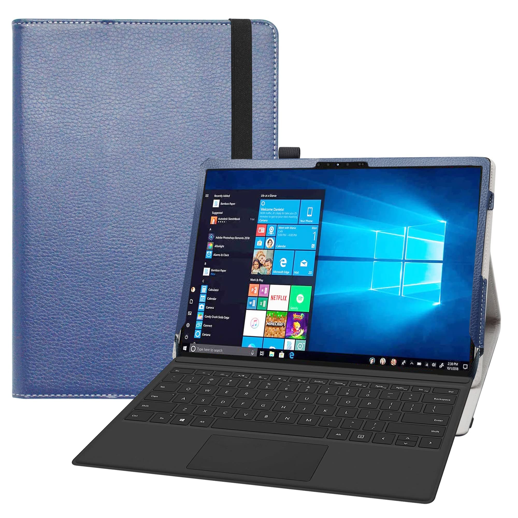 for Latitude 7320 Detachable Case,PU Leather Folio 2-Folding Stand Cover for 13" Dell Latitude 7000 7320 Detachable 13 2-in-1 (2021) Tablet (Not fit Other Dell Laptop),Dark Blue