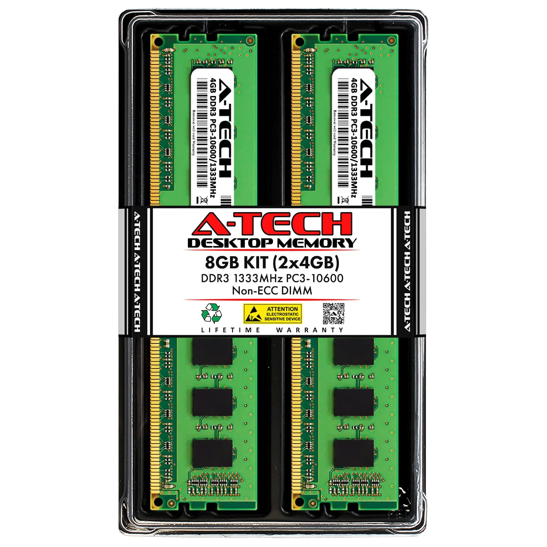 RAM 8GB Kit (2x4GB) DDR3 1333 MHz PC3-10600 DIMM - Desktop Computer Memory - CL9 240-Pin UDIMM Non-ECC Unbuffered Upgrade Modules