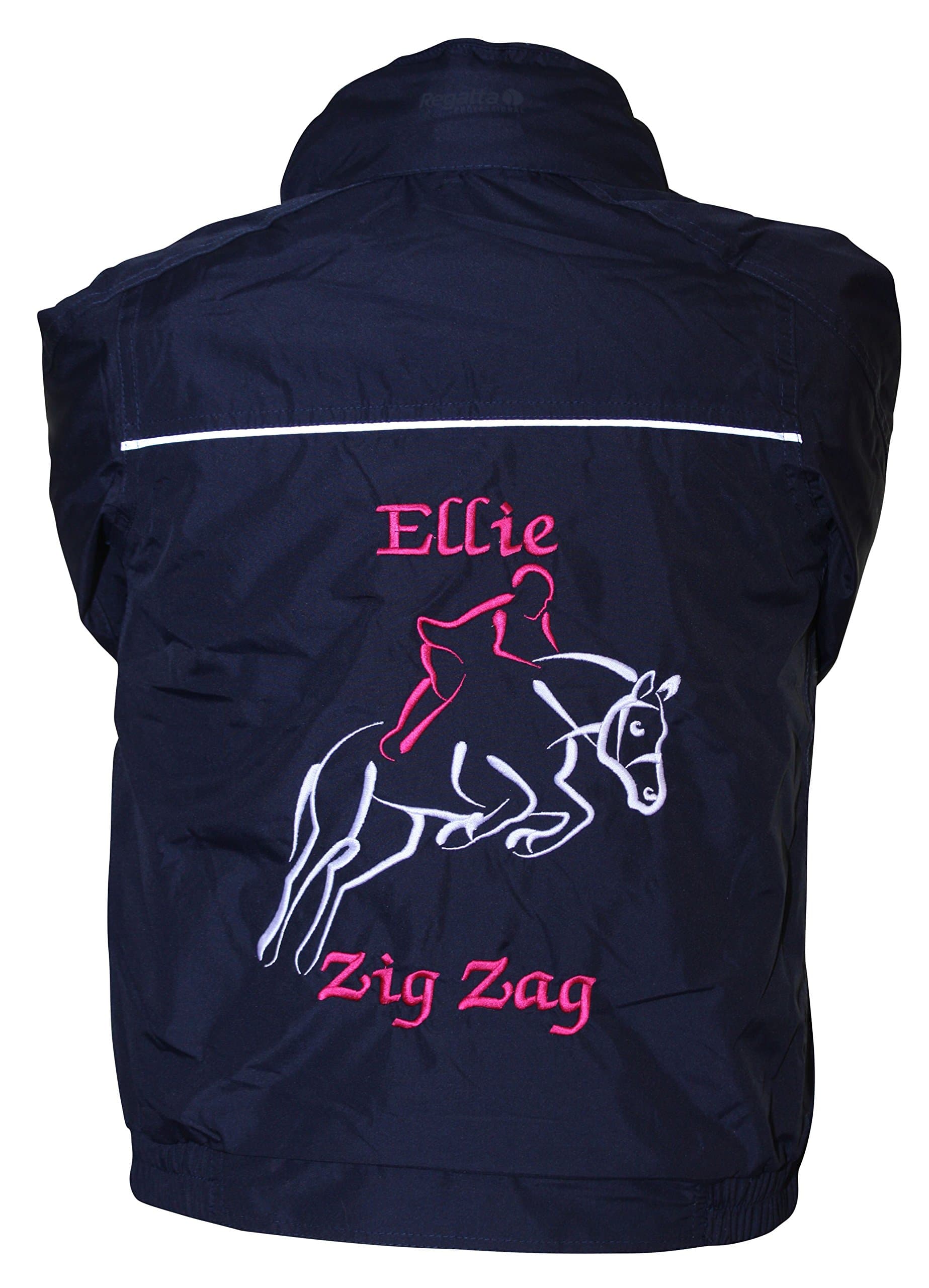 Personalised Embroidered Horse and Rider Jumping Outline Riding Waterproof Jacket