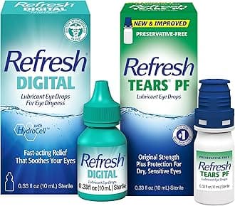 Bundle of Refresh Tears Preservative-Free Tears Lubricant Eye Drops, 0.33 fl oz (10 mL) + Refresh Digital Lubricant Eye Drops, 0.33 Fl Oz (Pack of 1)