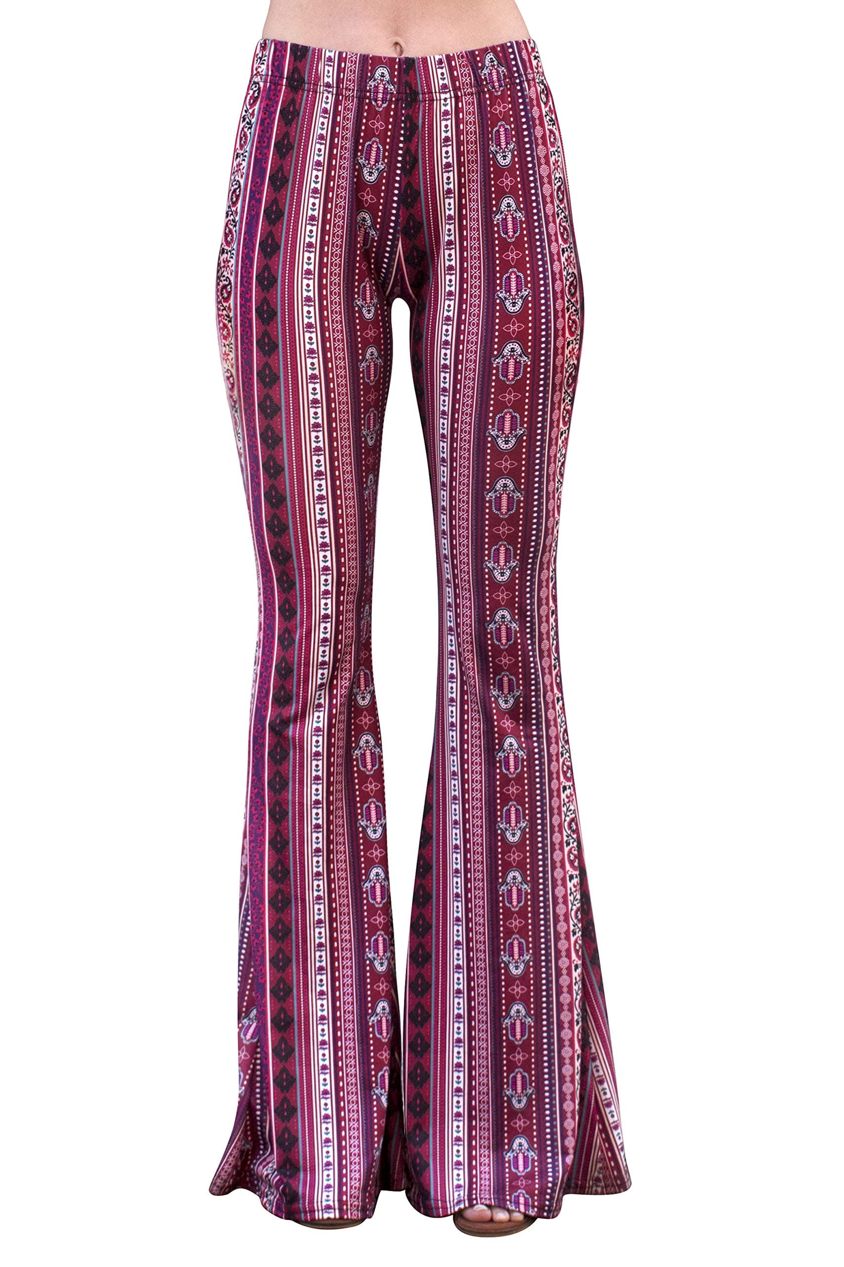 High Waist Comfy Stretch Boho 70s Bell Bottom Fit to Flare Lounge Yoga Pants