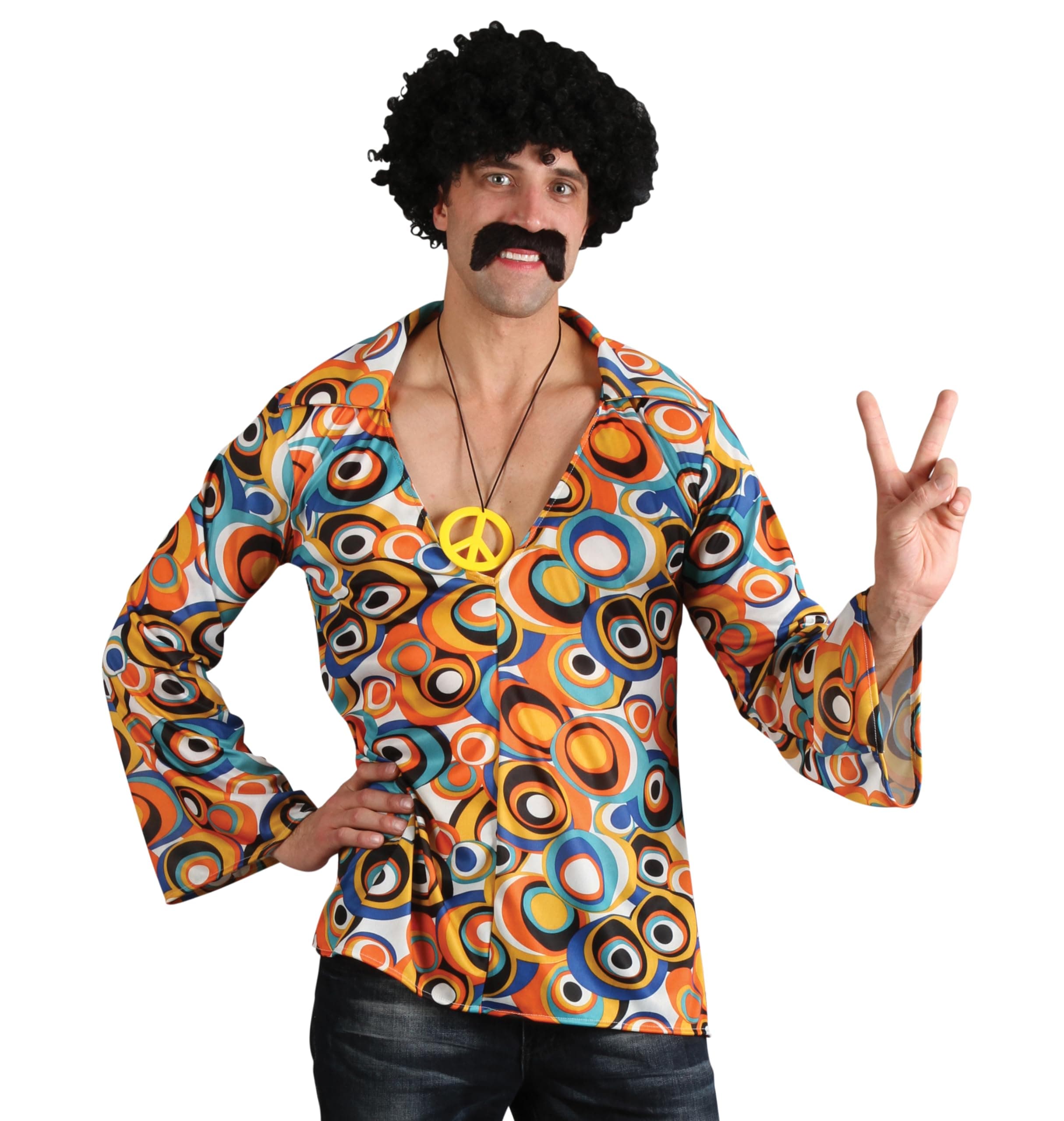 Adult Mens Groovy Hippie Shirt Fancy Dress Costume