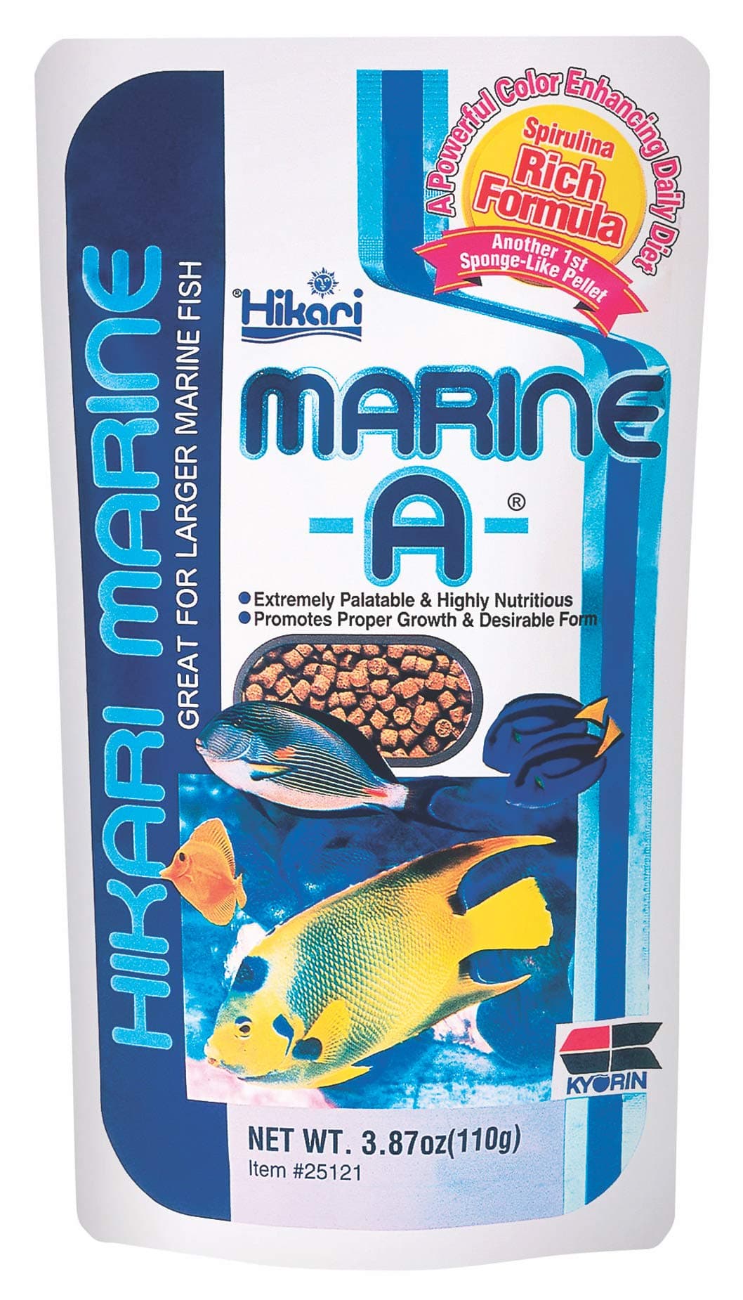 Hikari Marine-A Pellets Fish Food for Larger Marine Fish, 3.87 oz (110g)