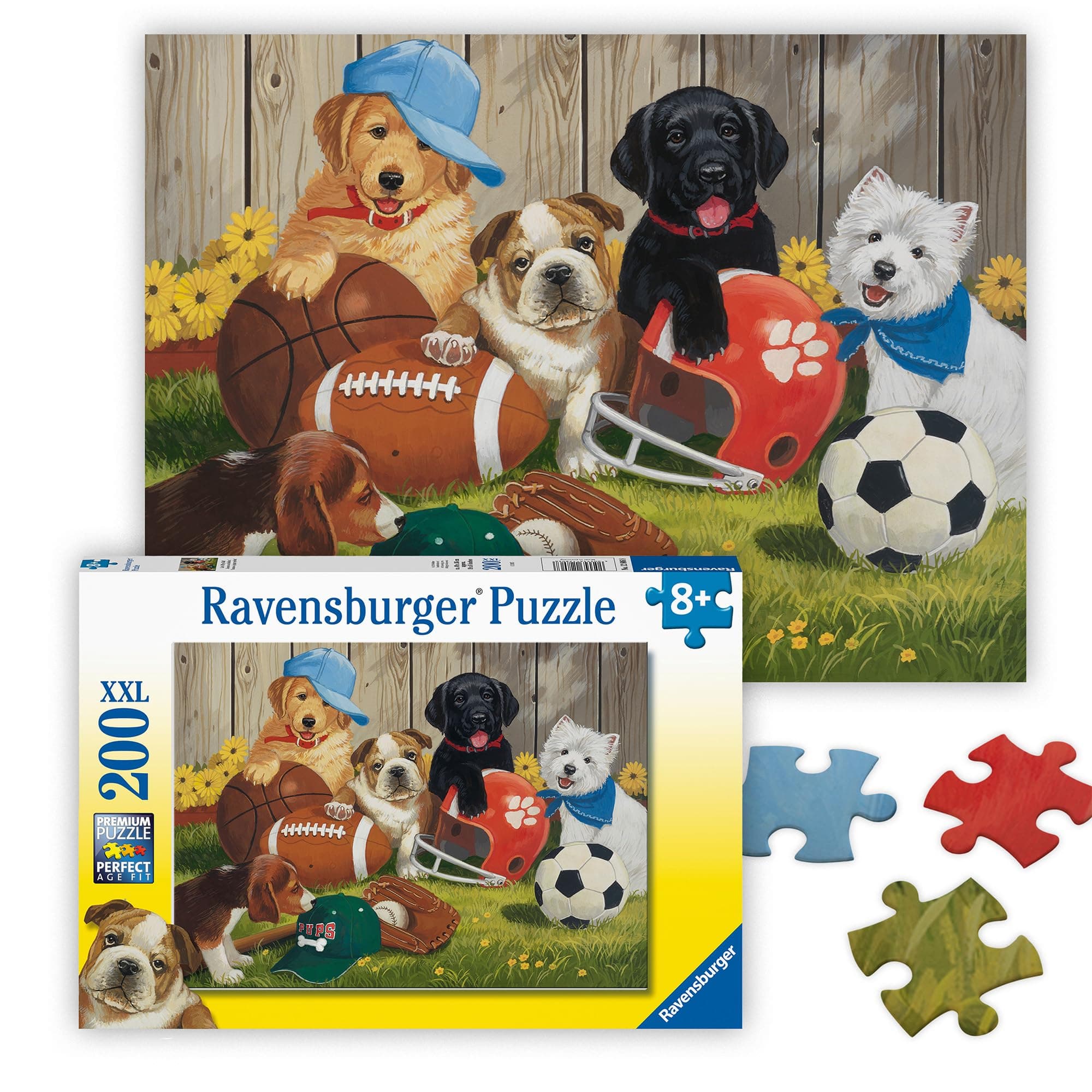 Let's Play Ball - 200 Piece Jigsaw Puzzle - Exciting, Colorful Imagery of Childhood Favorites - Ball Sports and Dogs - Premium Quality - Ideal Gift - Screen-Free Fun - Children Ages 8+