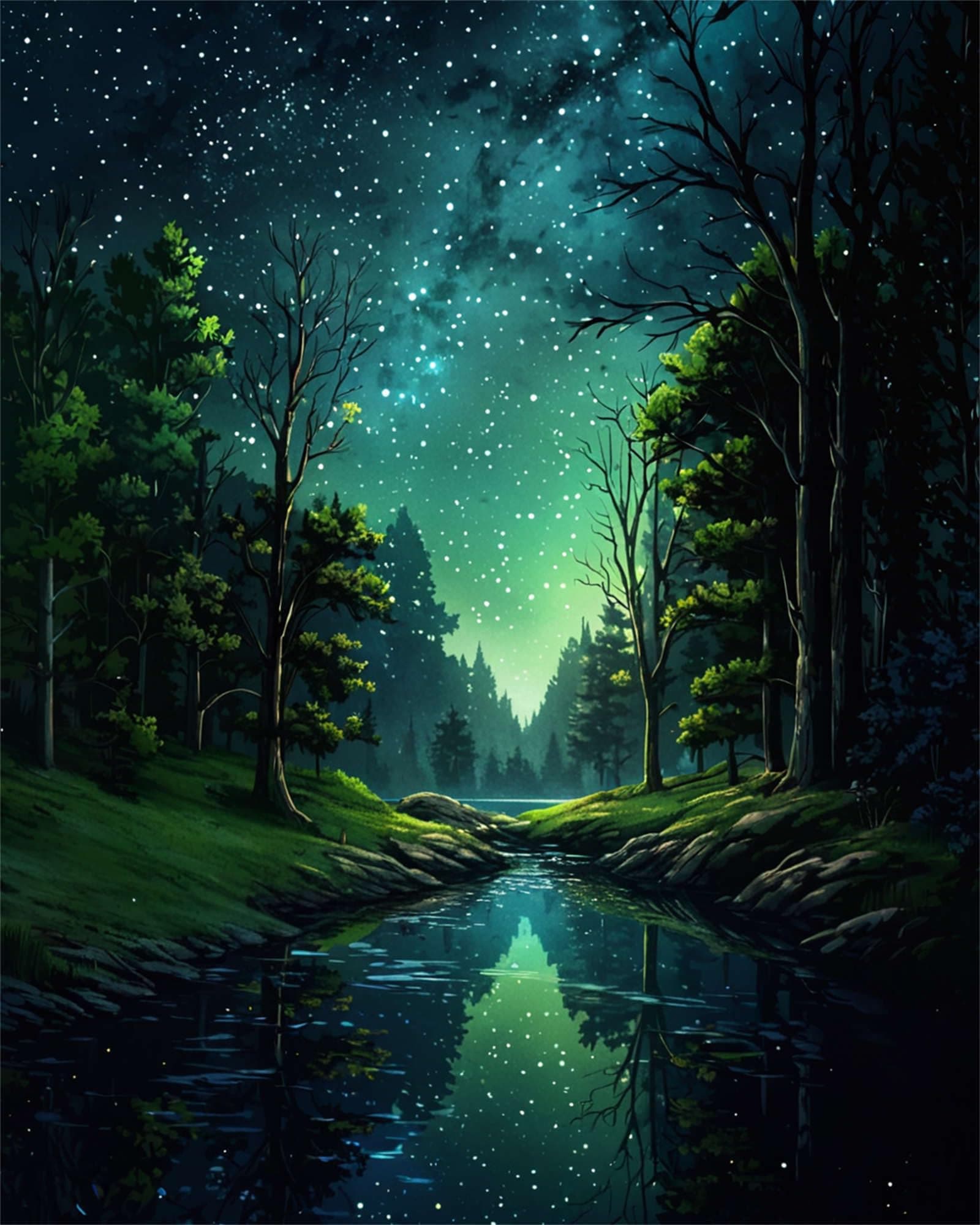 ldazao Starry Night Paint By Number Kit for Adults, Beginner, Forest and Adults, Painting by Number Kit on Canvas for Adults, Paint by Number Kit, DIY Oil Painting Kit for Gift Home Wall Decoration