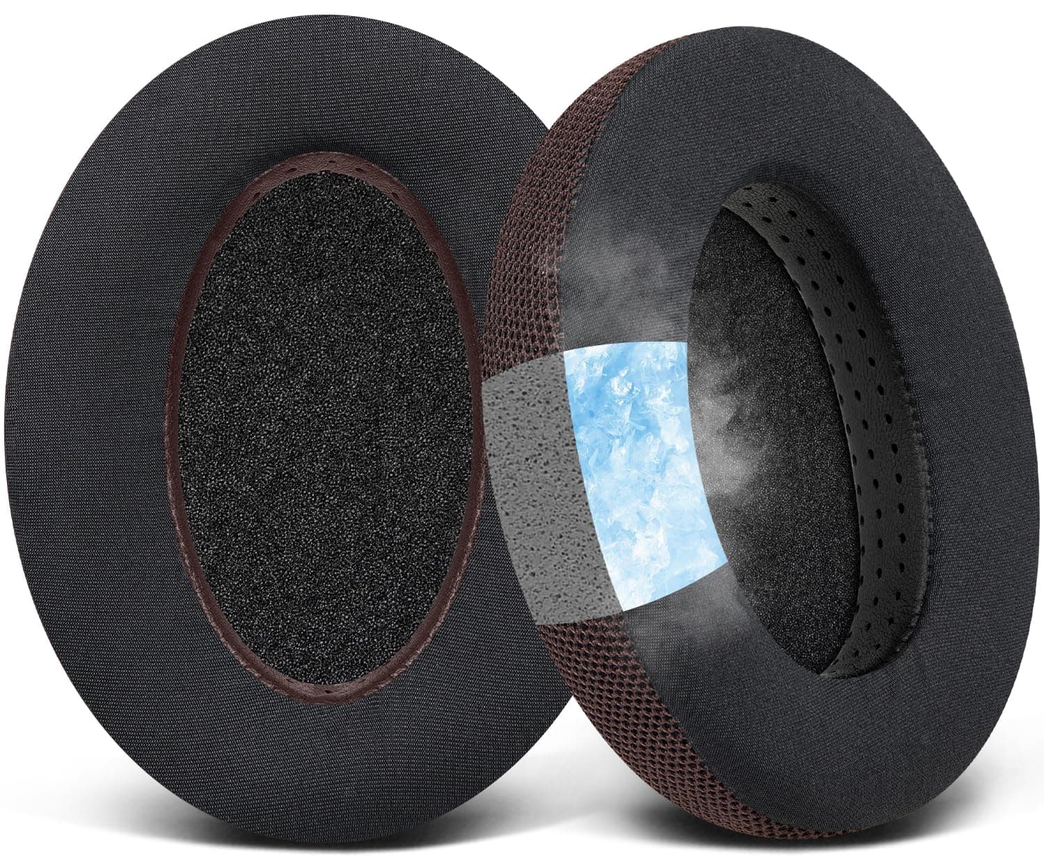 Cooling-Gel Earpads Cushions Replacement for Sennheiser HD650, HD660 S, HD660S2, HD600, HD6XX, HD58X, HD580, HD565, HD545, HD535 Headphones, Ear Pads with Ice Silk Fabric - Dark Coffee