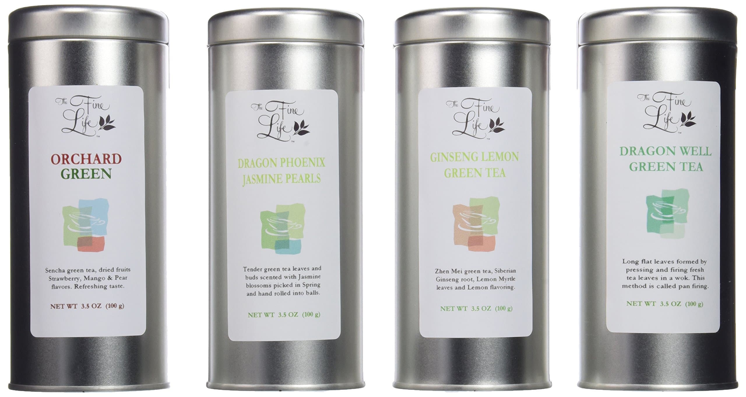 Gourmet Loose Leaf Teas 4-flavor Selection 14oz (Green) by The Fine Life