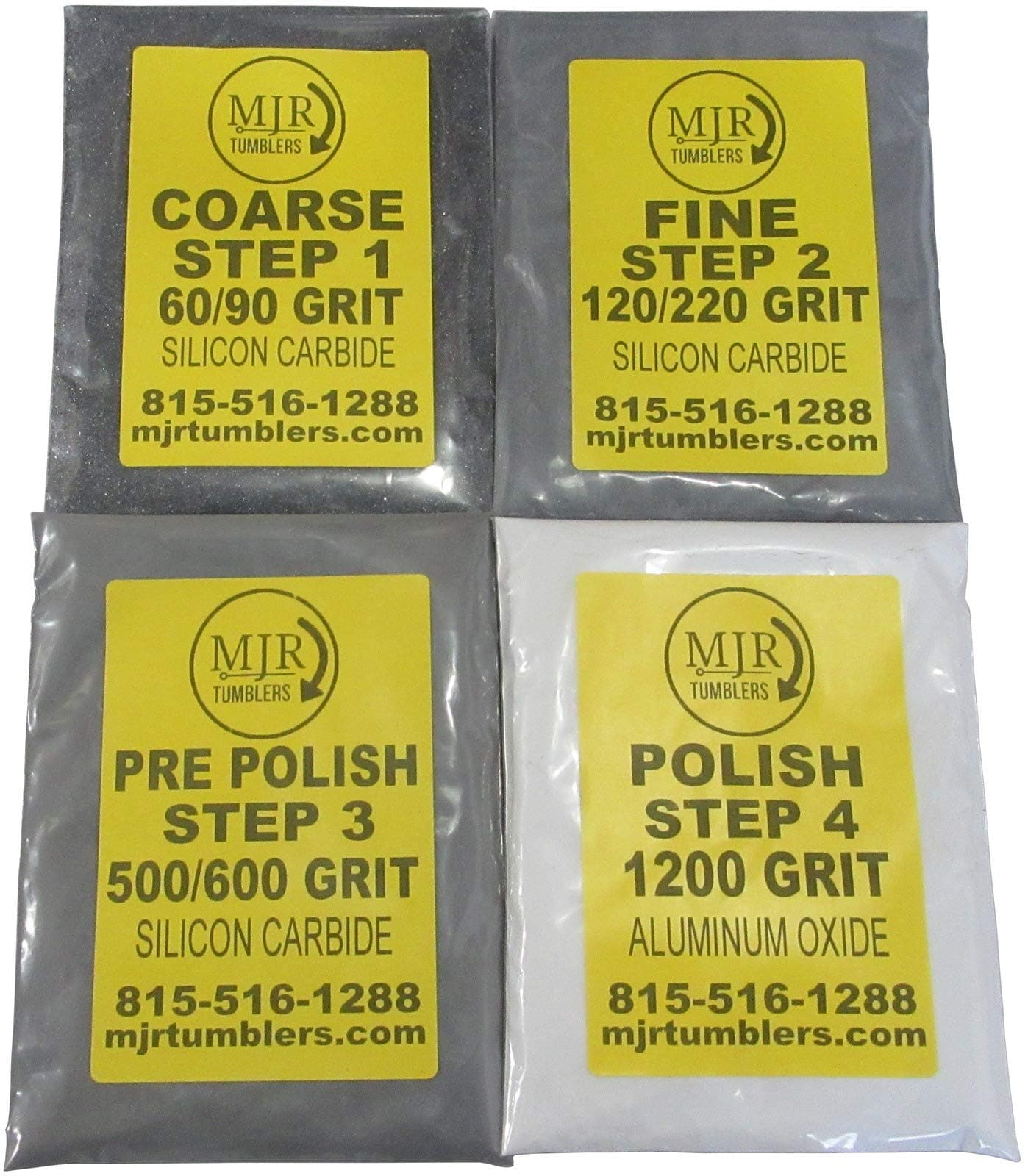 MJR TumblersRefill Grit Kit for 15 LB Rock Tumblers Silicon Carbide Aluminum Oxide Media Polish