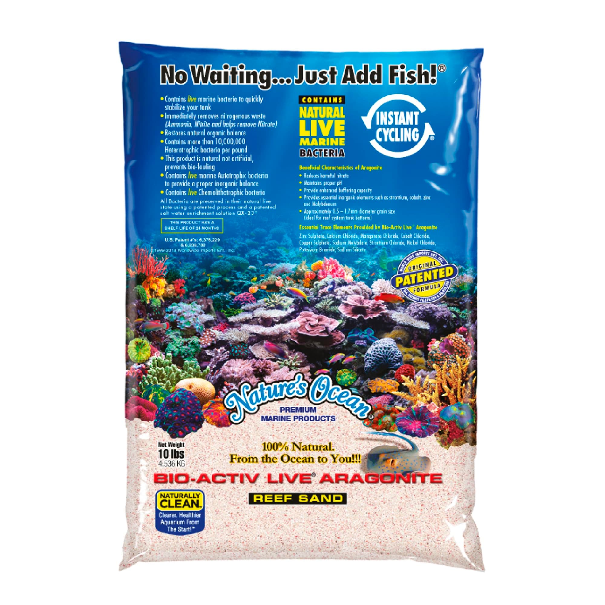 Nature's Ocean Bio-Activ Live Aragonite Samoa Pink Reef Sand - 20 lbs - Natural Substrate, Supports Water Balance, Ideal for Marine Tanks
