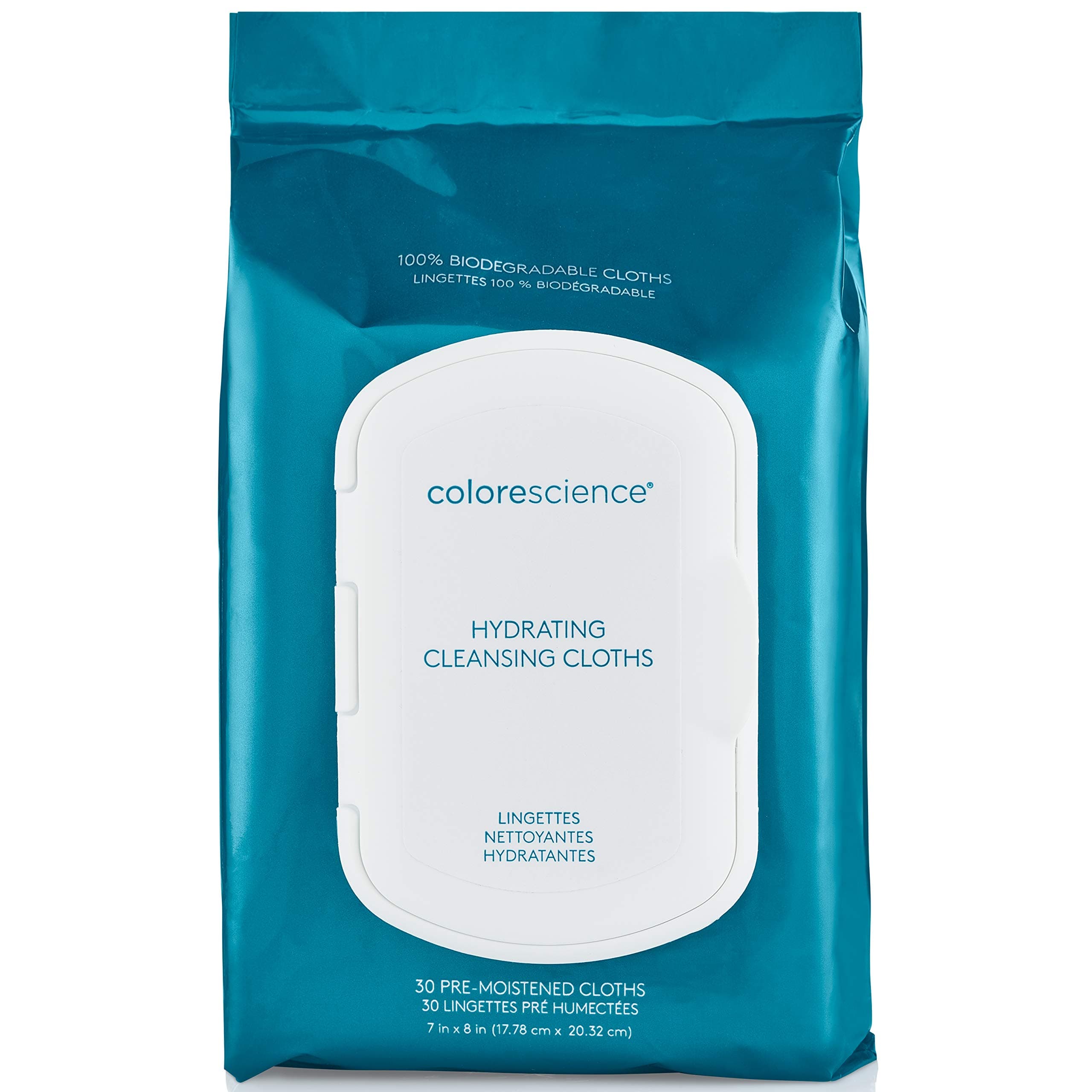 Colorescience Hydrating Cleansing Cloths, 30 Pre-Moistened Cloths, Fragrance-Free & Hypoallergenic,30 Count(Pack of 1)