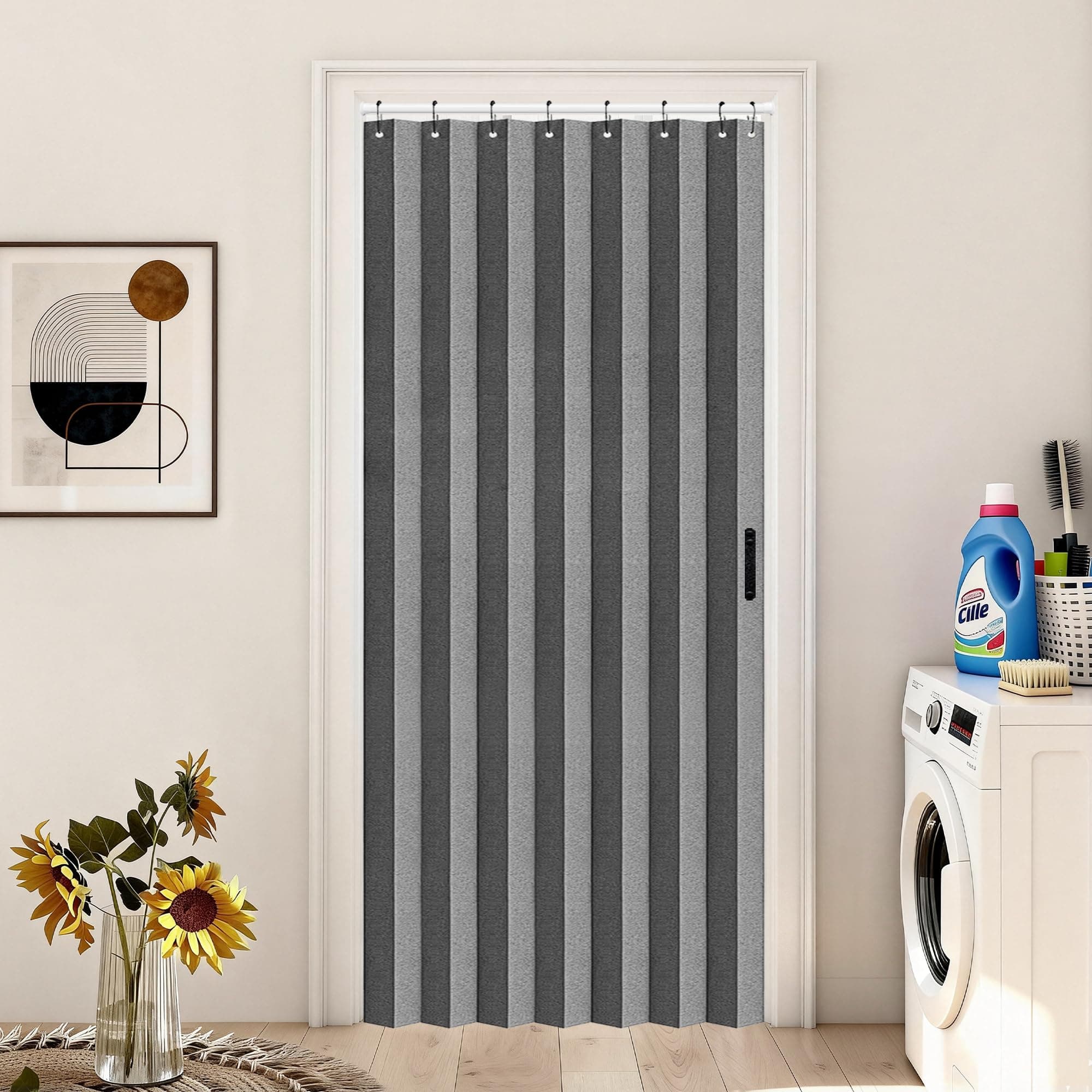 Vatge Wardrobe Curtain Open Closet Curtain Pleated Folding Door Curtains Room Divider for Separation 1 Panel with Tiebacks, 39W x 78L Inch, Color