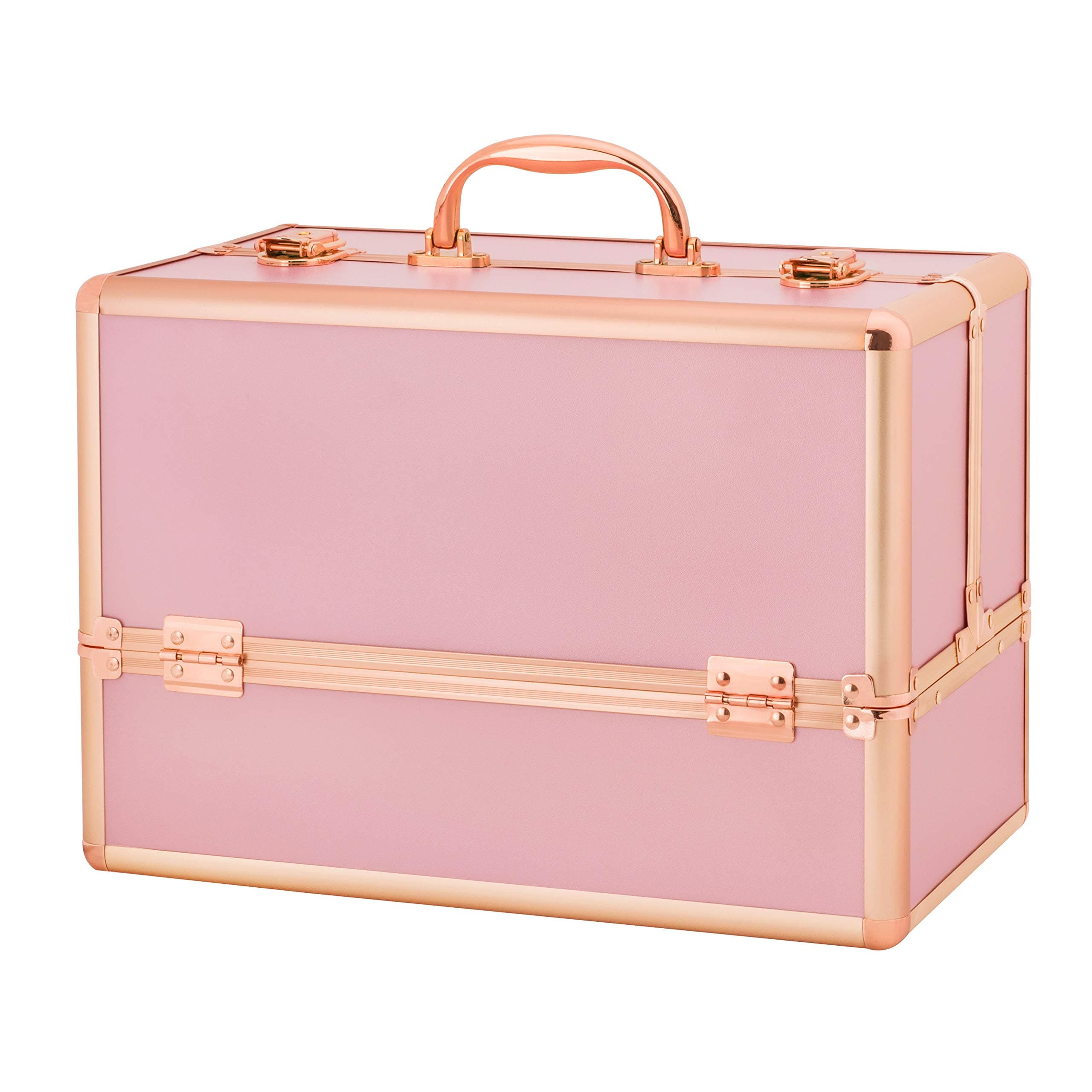Makeup Case, Amasava Large Makeup Box Professional Storage Beauty Box Cosmetic Case Makeup Train Case Vanity Case Jewelry Organiser Rose Gold