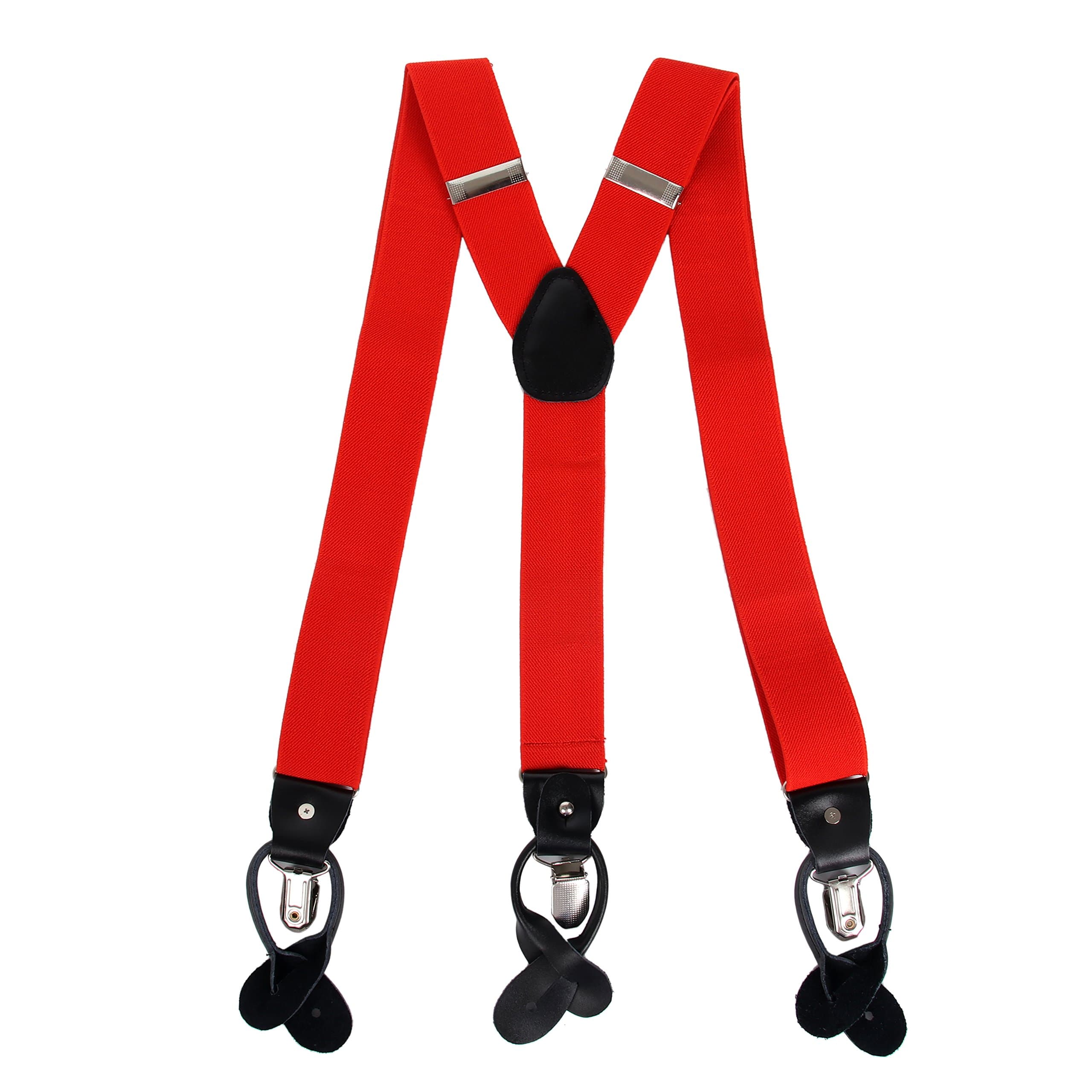 Men's Y Back Suspenders with Strong Clips&Leather Joint& Button End Strap& Heavy Duty
