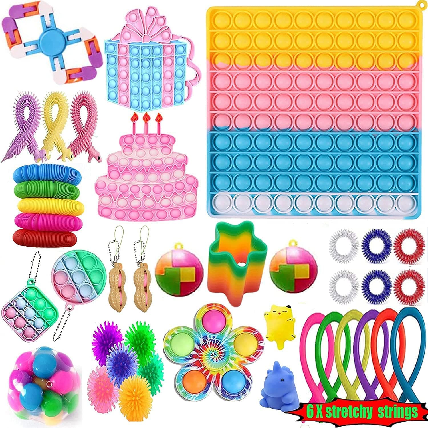 41Pcs TIK Tok Fidget Toys Pack Sensory Fidget Toys Push Bubble Pop Toy Stress Anxiety Relief Toys Set for ADD OCD Autistic Children Adults Anxiety Autism