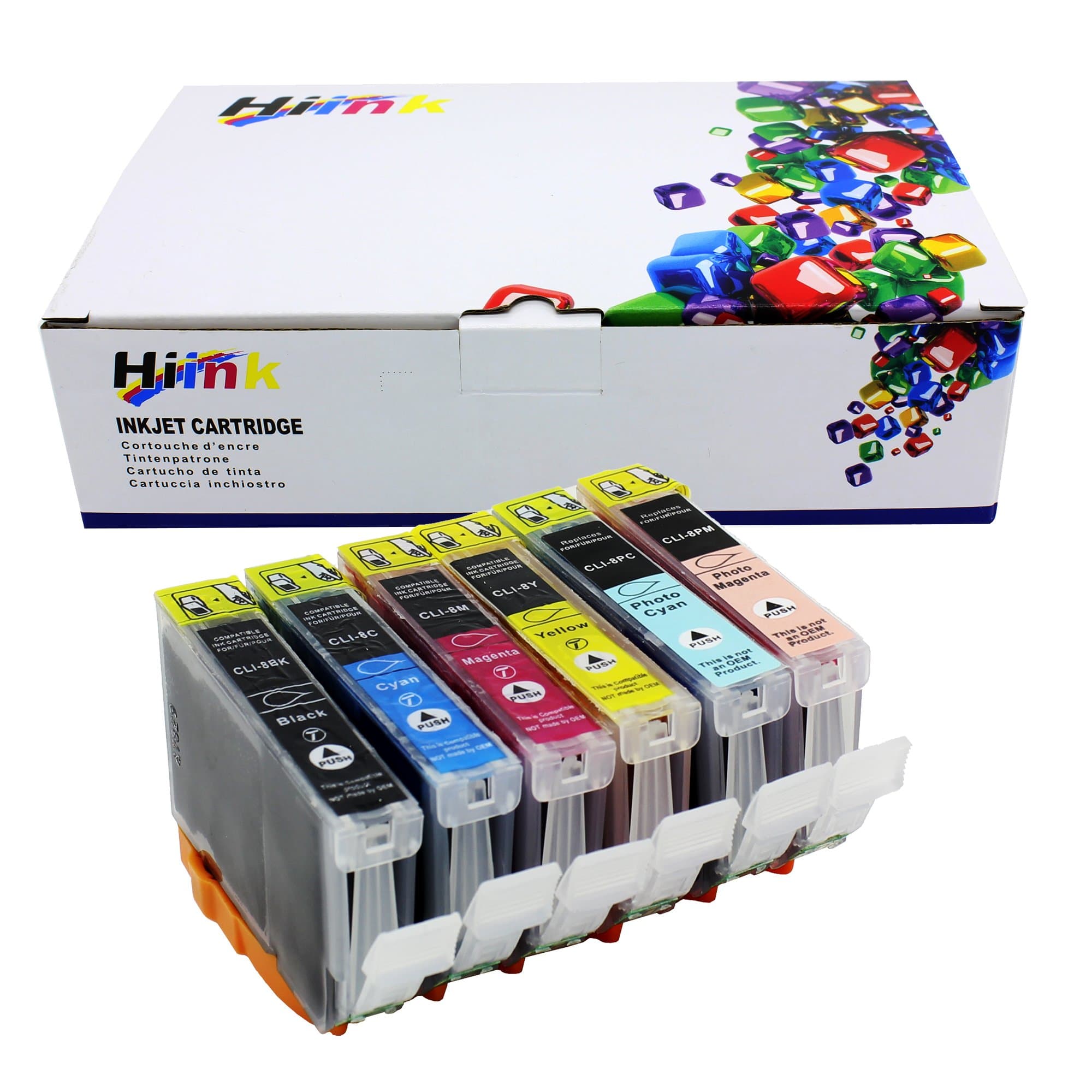 HIINK Compatible Ink Cartridge Replacement for Canon CLI-8 CLI8 Ink Cartridge use for Pixma iP6600D iP6700D MP950 MP960 MP970(6-Pack)
