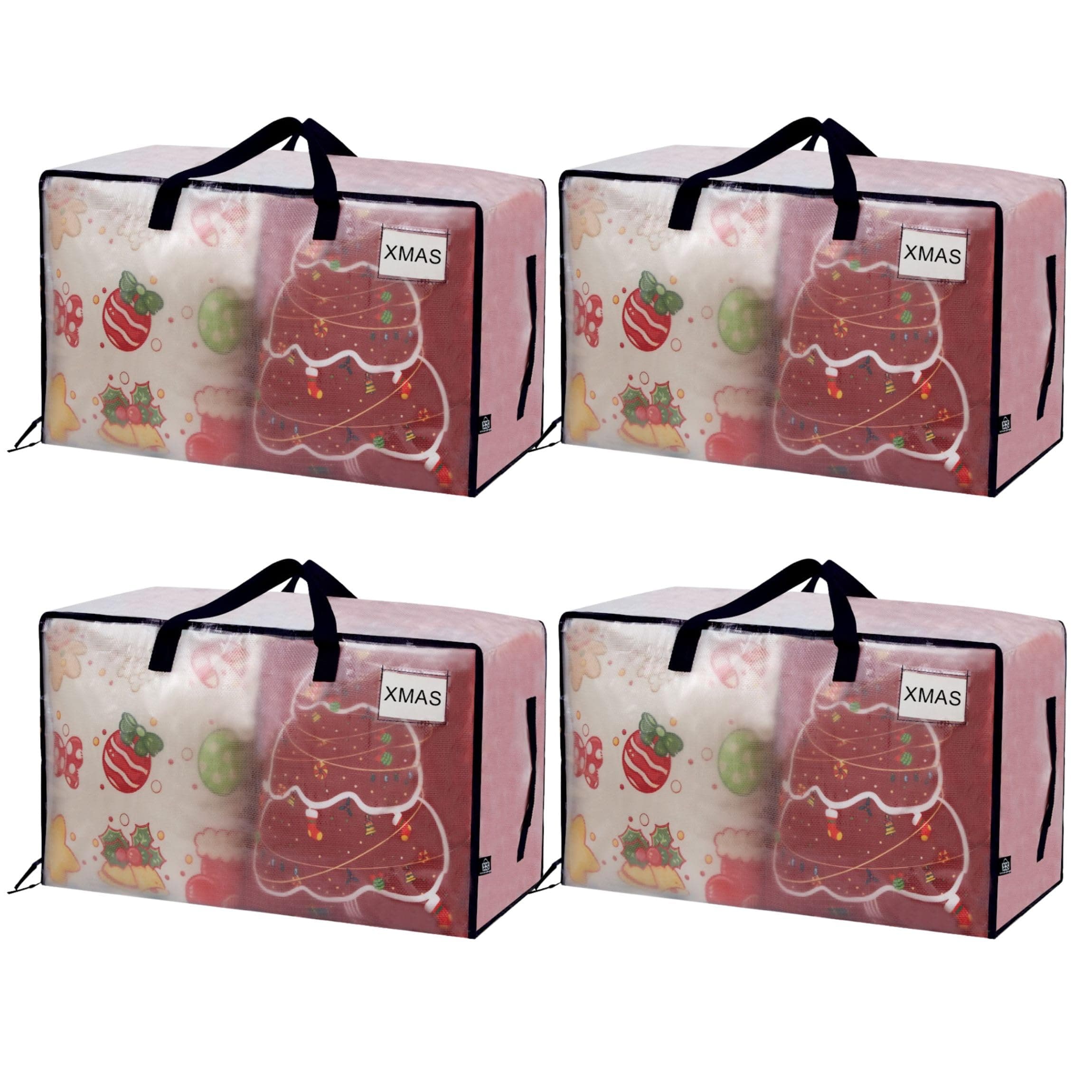 4 Pack Moving Bags and Large Christmas Decoration Storage Bins with lids. Alternative to Moving Boxes, Packing Supplies for College. Heavy Duty Totes (Clear, 4 Pack)