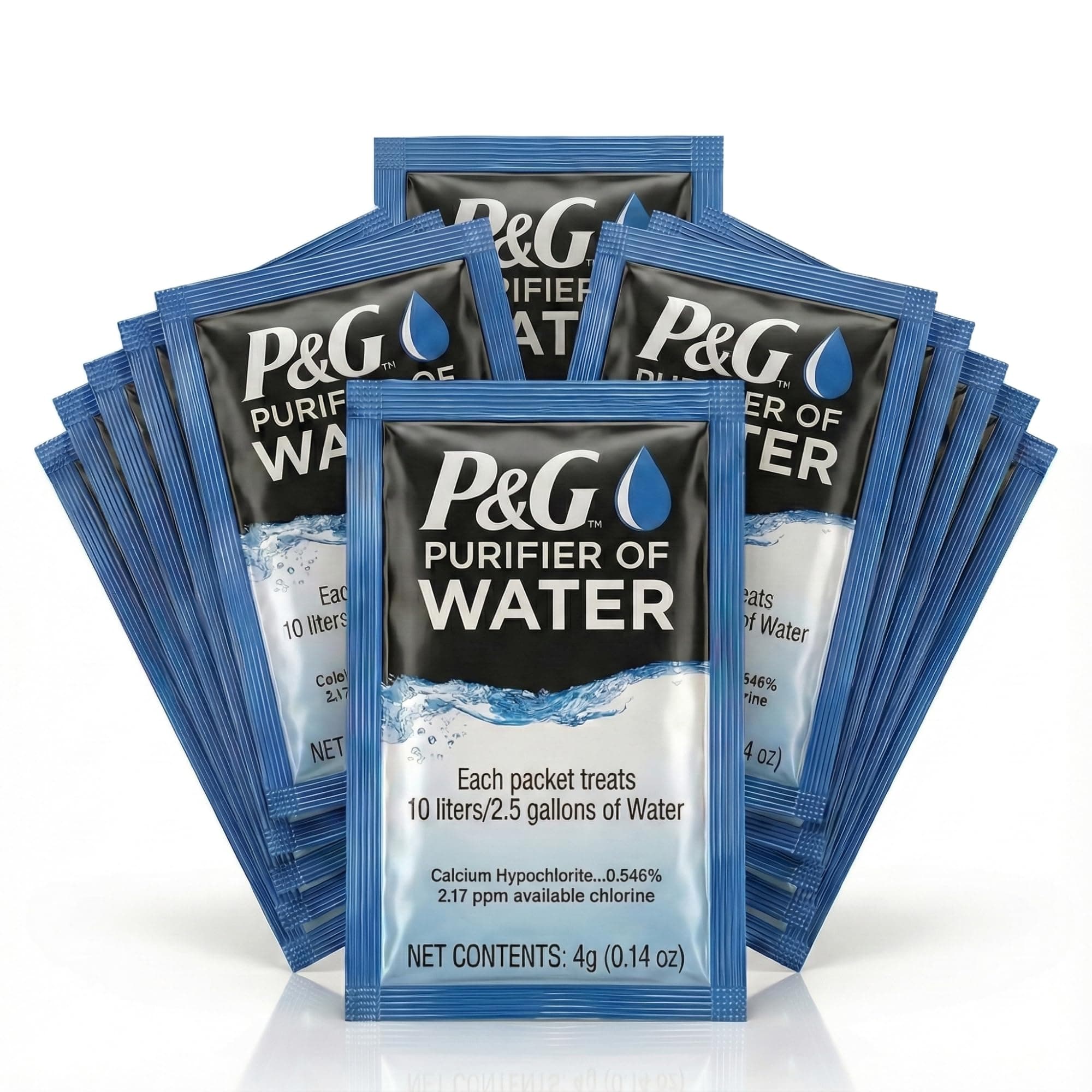 P&G Purifier of Water Portable Water Purifier Packets. Emergency Water Filter Purification Powder Packs for Camping, Hiking, Backpacking, Hunting, and Traveling. (12 Packets)