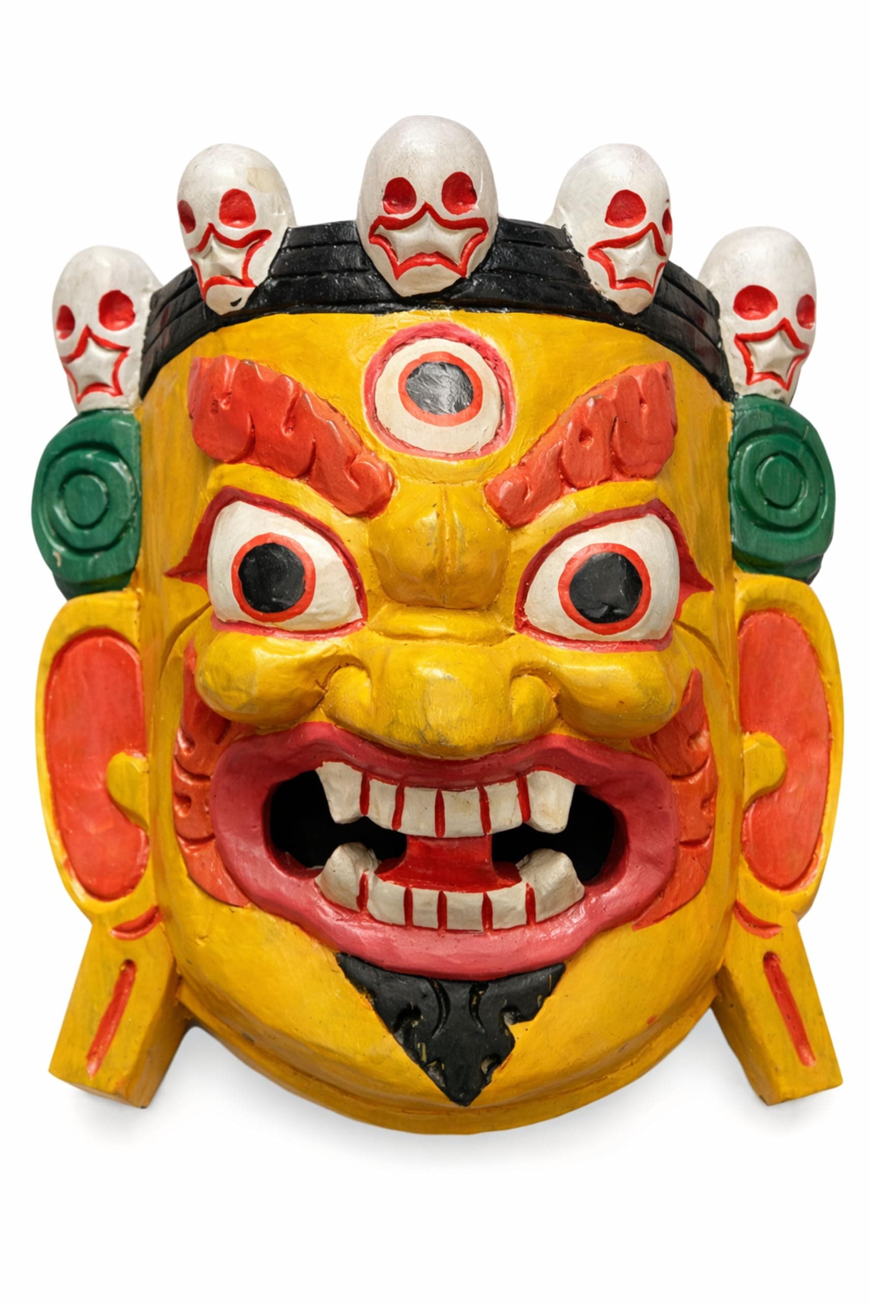 QT S Bhairab Wooden Wall Deco Mask Hand Crafted God Shiva Mahakala Kaal Bhairab Buddhism Mask for Home Decoration Wall Hanging Lord Mahakal Bhairab Wooden Wall Sculptor Mask Handmade in Nepal