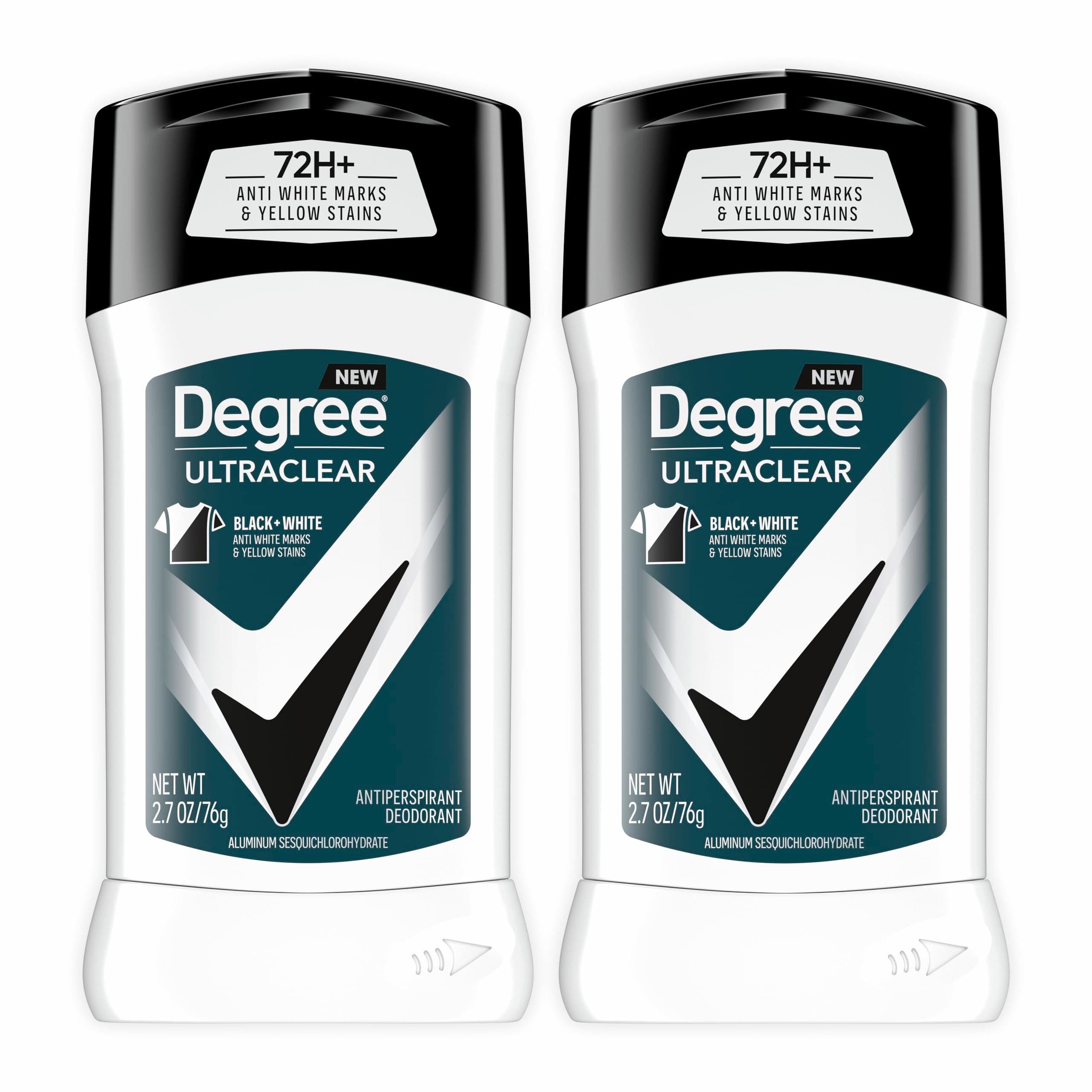 Degree Men UltraClear Antiperspirant Protects from Deodorant Stains Black + White Mens Deodorant 2.7 oz, 2 Count