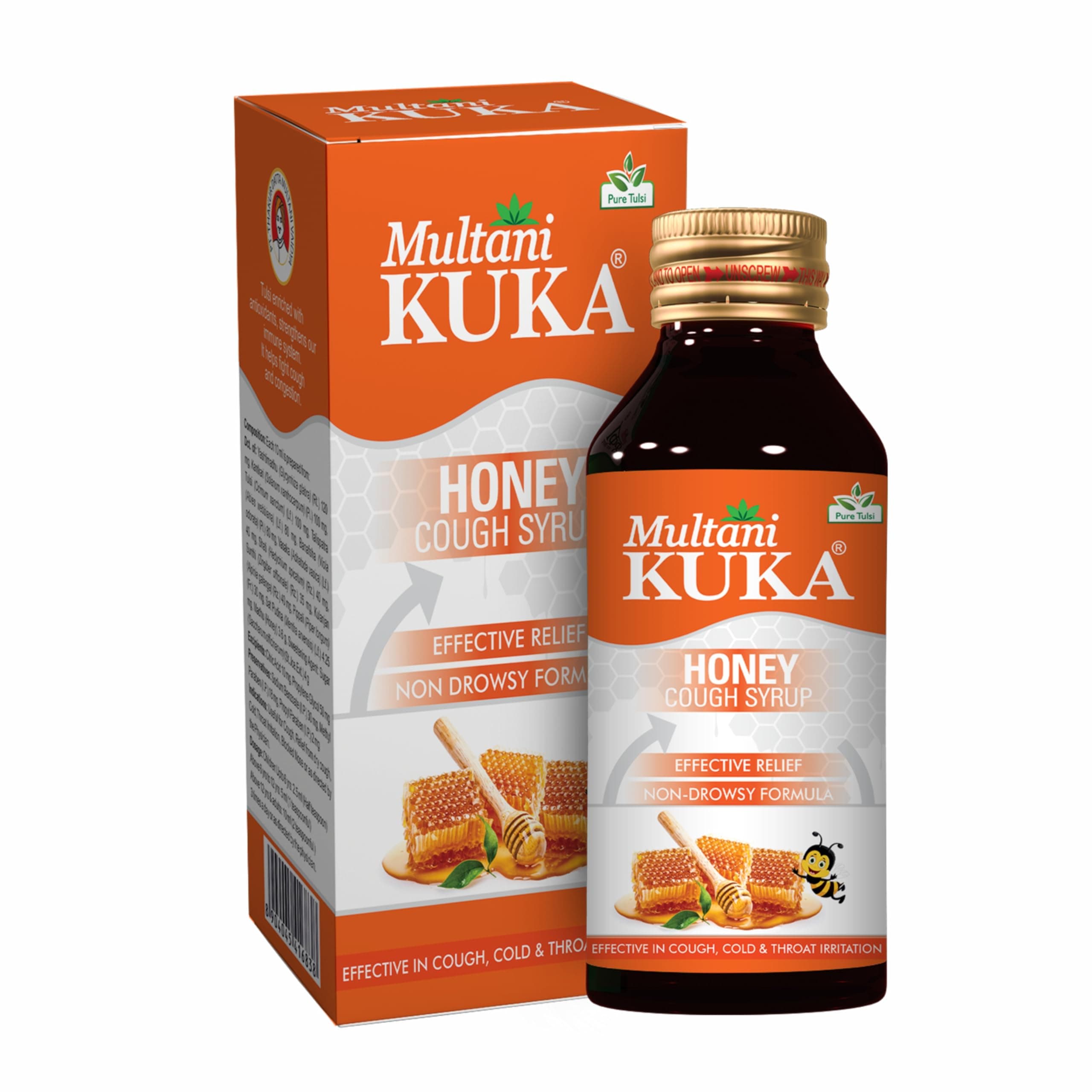 Multani Kuka Honey Cough Syrup 100ml | Get Ayurvedic Relief from Throat Issue, Chest Congestion, All Types Of cough & Cold | Goodness Of Tulsi, Pippali, Satpudina & Other Herbs