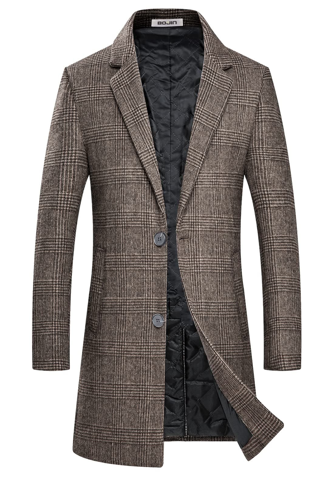 Mens Trench Coat Wool Blend Top Pea Coat Winter Long Single Breasted Classic Stylish Business Overcoat