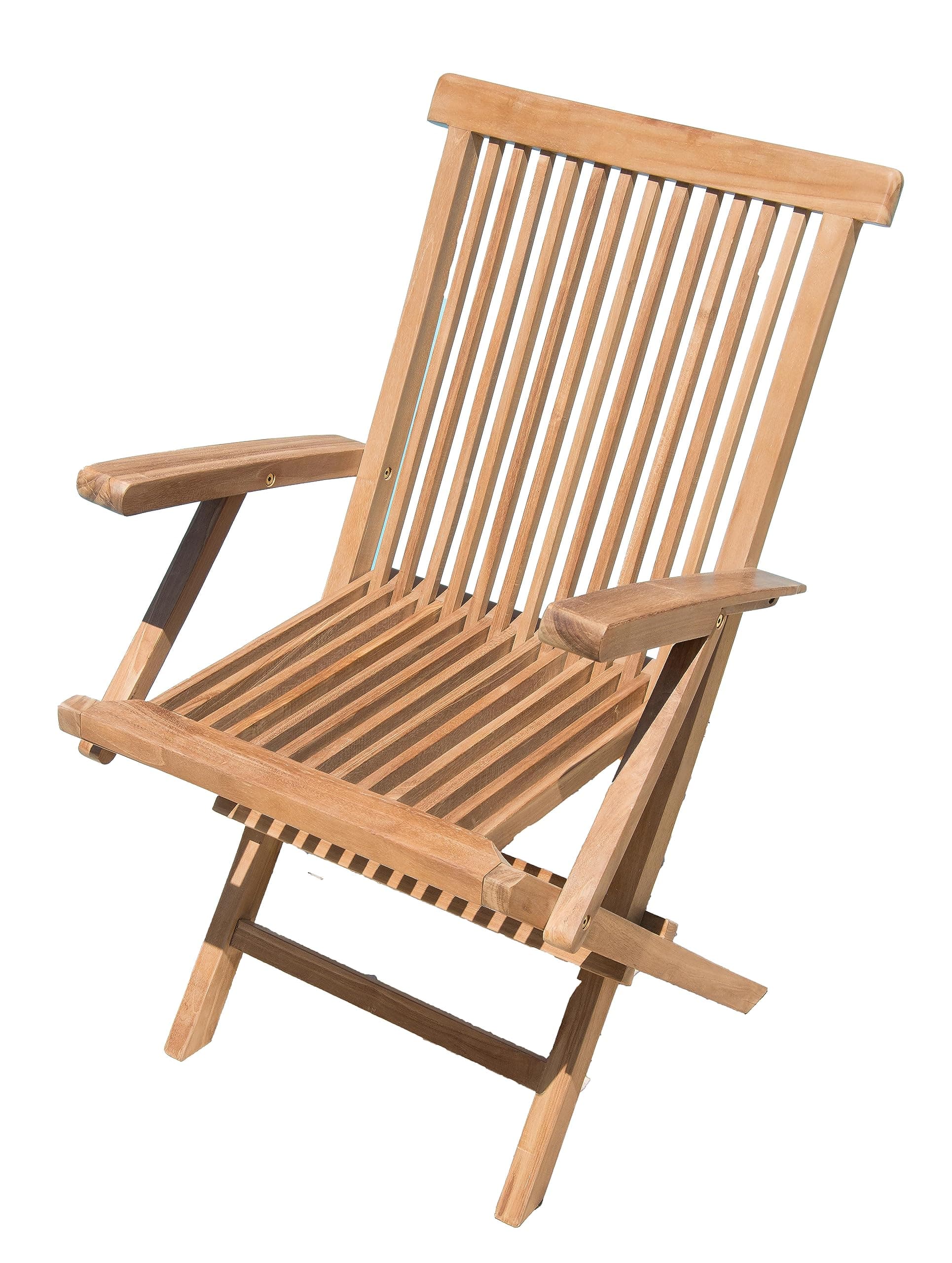Sustainable Furniture UK Ltd - TWO Classic Teak Folding Garden Armchairs - BBQ, Dining, Garden, Multi-use, Dinner, Portable, Camping