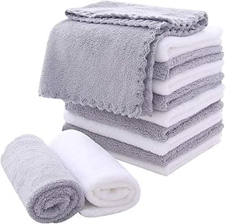 MOONQUEEN Microfiber Facial Cloths Fast Drying Washcloth 12 Pack - Premium Soft Makeup Remover Cloths - Highly Absorbent