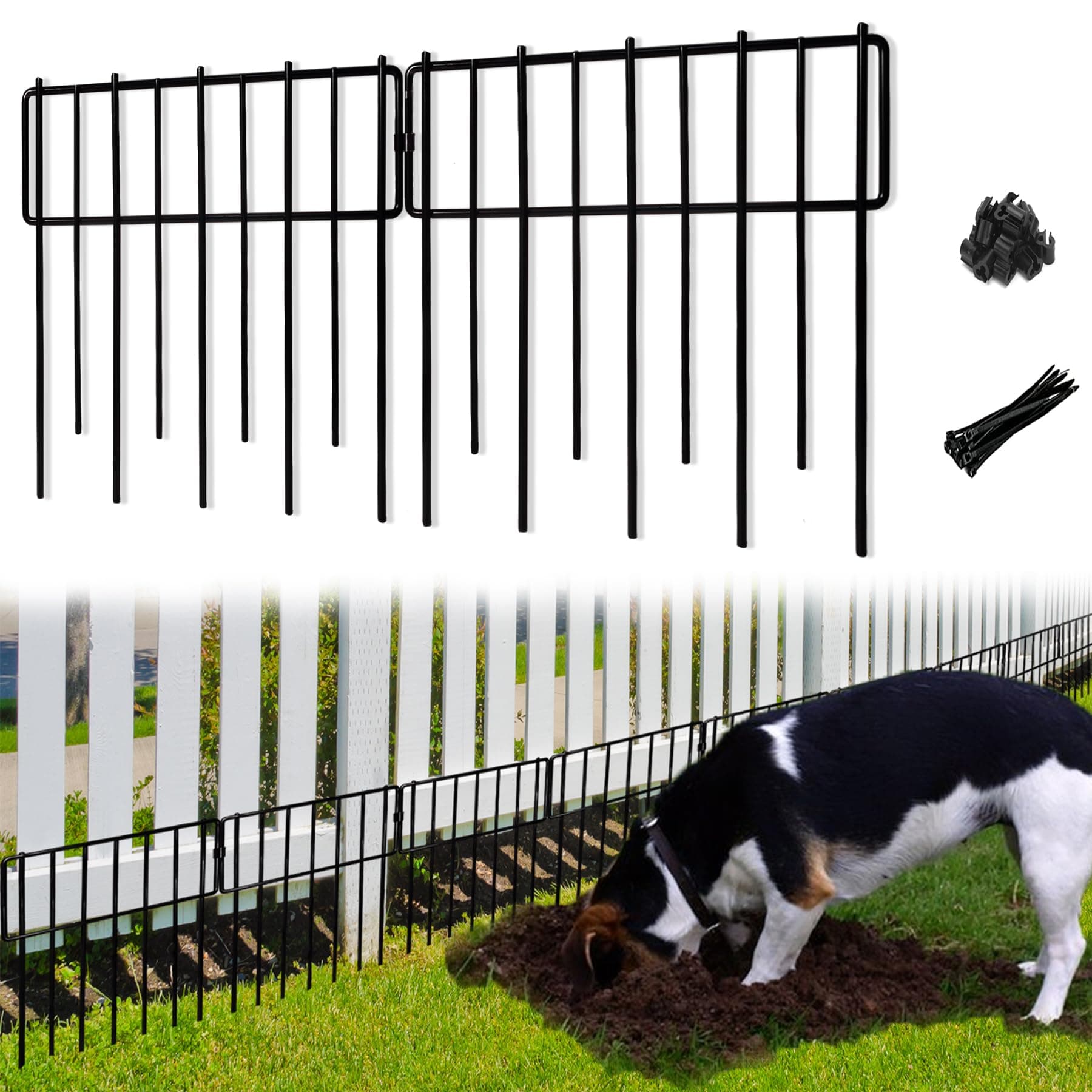 Animal Barrier Fence, 10 Pcs Upgrade 1.26 in Gap Decorative Fences No Dig Fence for Rabbits and Dog Ground Defense, Rustproof Metal Wire Garden Fence Border for Garden & Patio Landscaping