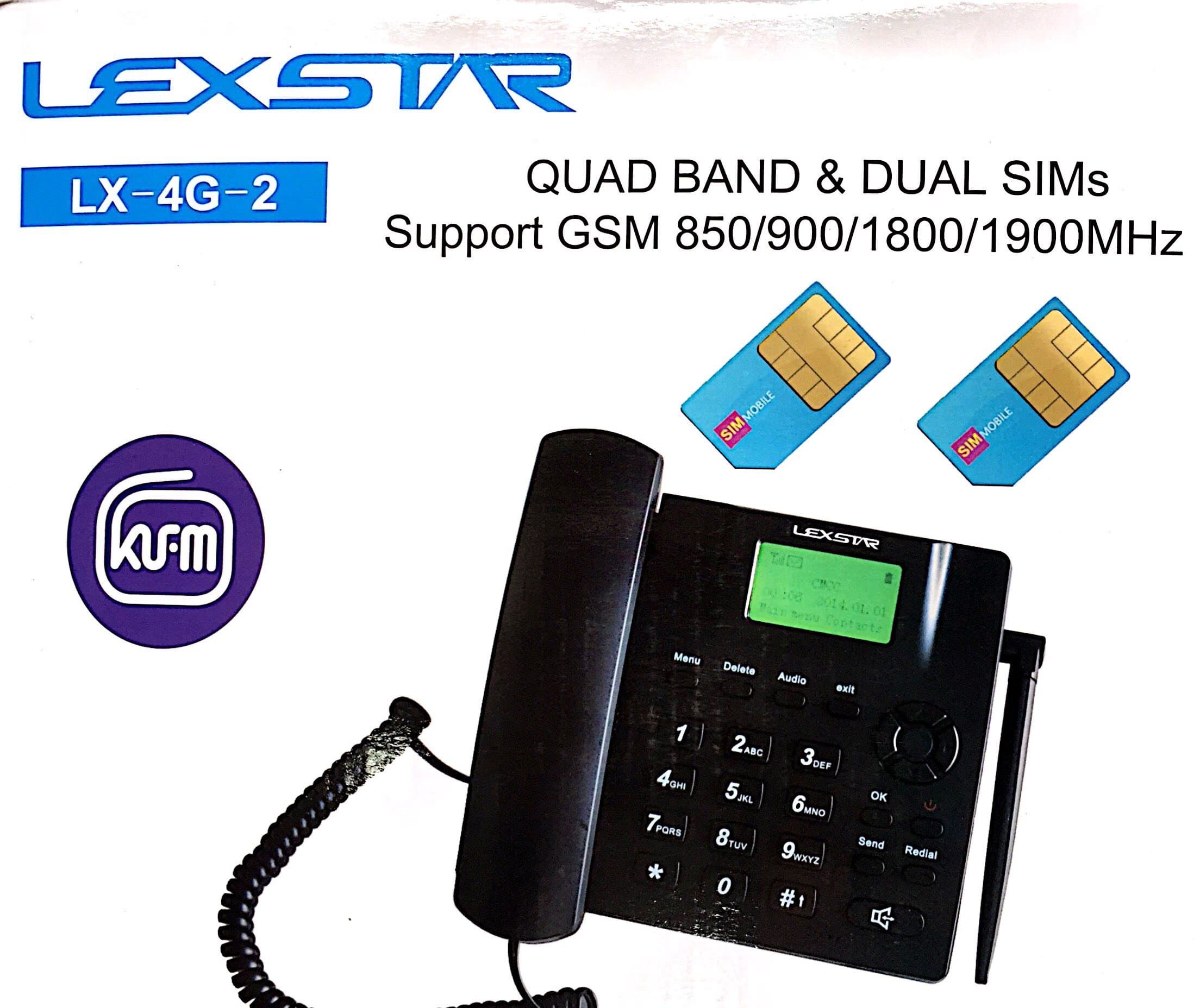 Lx-4G-2 Dual SIM Cordless Landline Phone (Black)