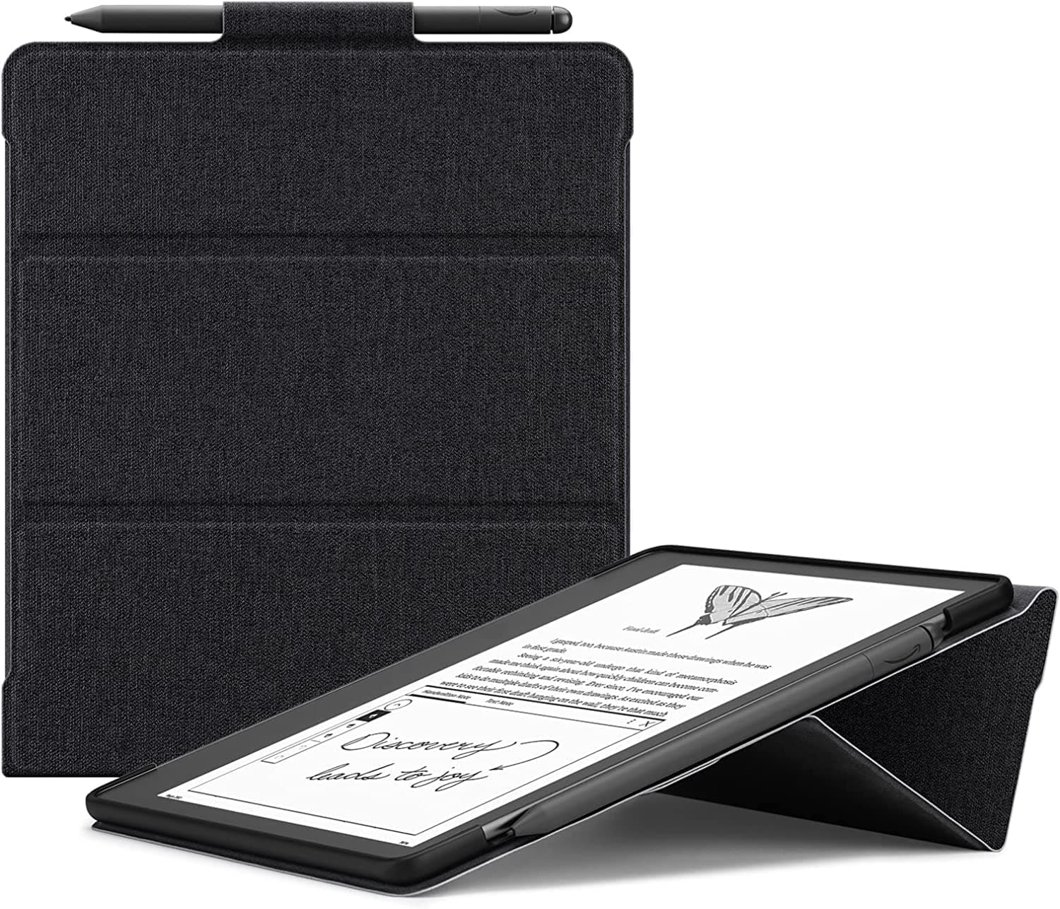Ayotu Stand Case for Kindle Scribe 10.2 Inch (2024/2022 Released) - Auto Sleep/Wake, Premium Sturdy Fabric Cover with Pen Holder, Only for 10.2" Kindle Scribe, Black