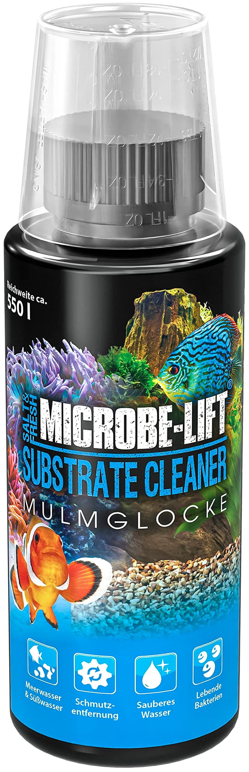 MICROBE-LIFT Substrate Cleaner - 118 ml - 100% Organic Floor Cleaning for Sea & Freshwater Aquariums, Removes Sum & Grime, Supports Healthy Aquarium Life