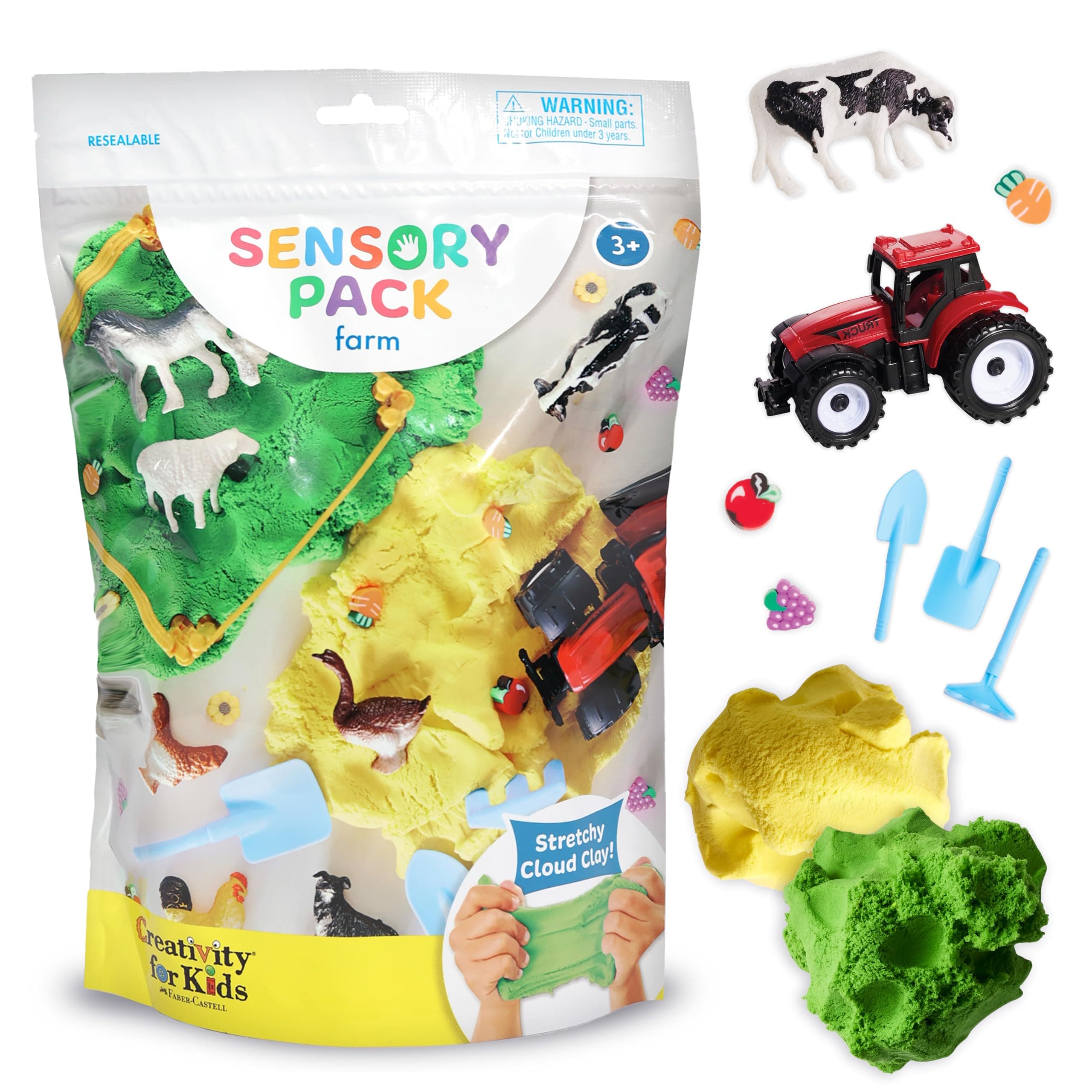 Creativity for Kids Sensory Pack: Farm, Sensory Toys for Toddlers 3-4+, Pretend Play Farm Animals for Kids, Toddler Travel Activities