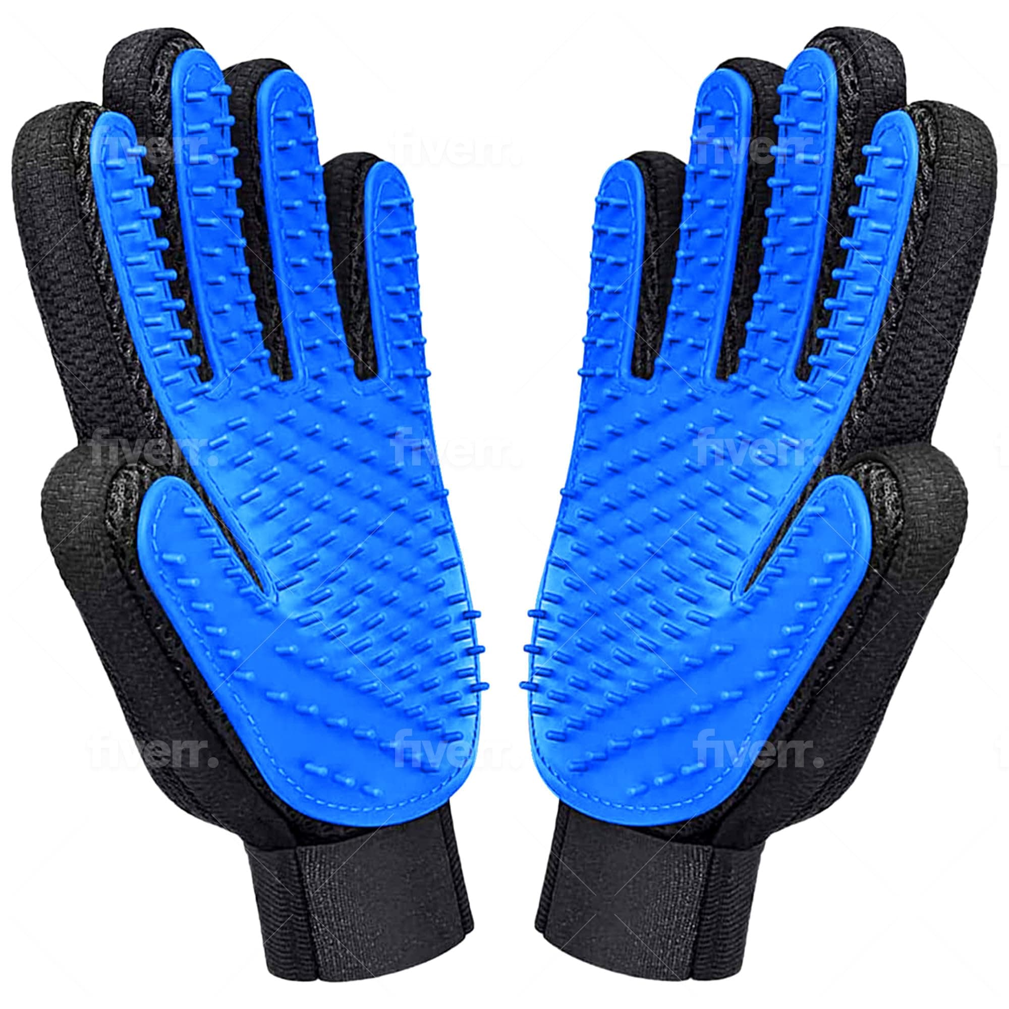 Pet Grooming Glove. Dog Brush Glove, Gentle Deshedding Brush Glove,Mess-Free Grooming| Efficient Pets Hair Remover Mittens| Washing Gloves for Short and Long Hair Dogs & Horses & Cats-1 Pair (Blue)