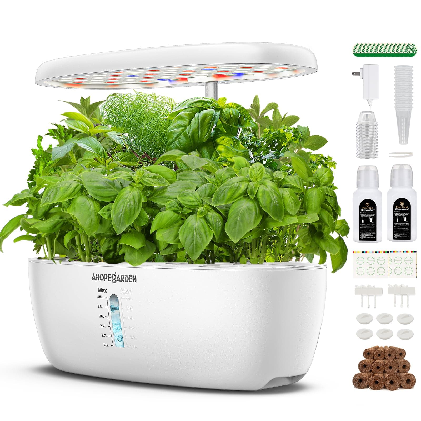 Indoor Garden Hydroponics Growing System: 12 Pods Plant Germination Kit Herb Garden Kit Growth Lamp Countertop with LED Grow Light Hydrophonic Planter Grower Harvest Vegetable Lettuce