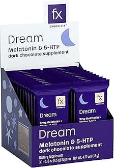 Fx Chocolate Dream - Chocolate Supplement to Support Stress Response, Relaxation + Calm - Dark Cacao with Melatonin + 5-HTP - Keto Dark Chocolate - Sugar-Free, Vegan + Non-GMO (30 Pieces)