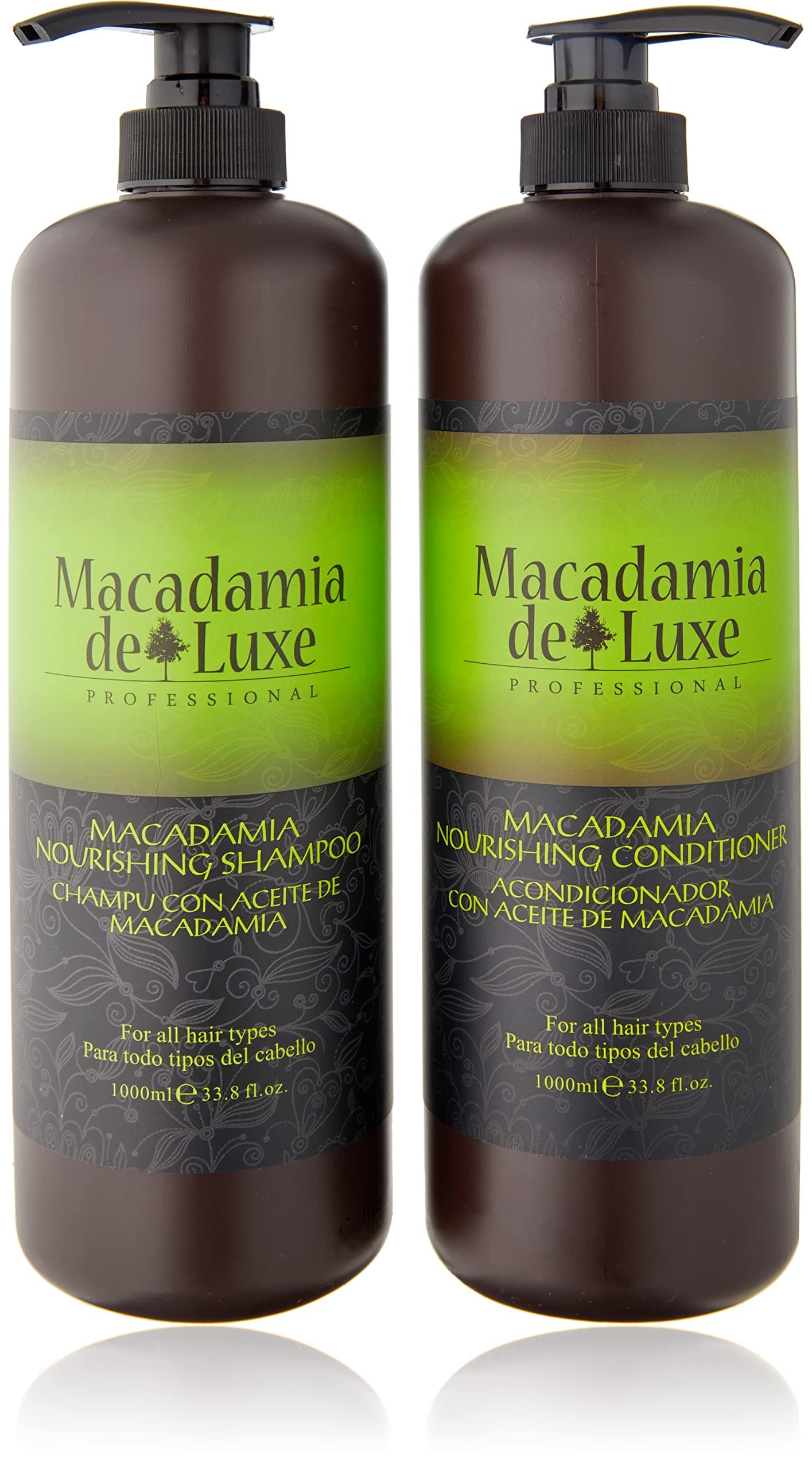 Macadamia Deluxe Professional Shampoo and Conditioner for all hair types Pack of 2 33 oz. each Ultra Hydrating 100% Safe for Color Treated Hair UV Protection Salon Quality For Men & Women