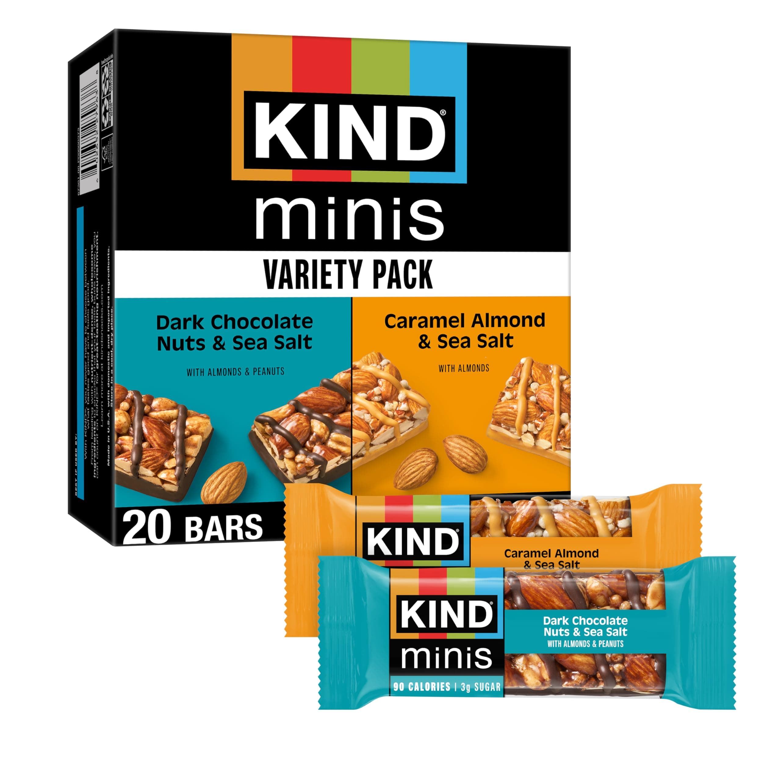 Minis, Dark Chocolate Nuts & Sea Salt/ Caramel Almond & Sea Salt, 14 Oz (Pack of 20)