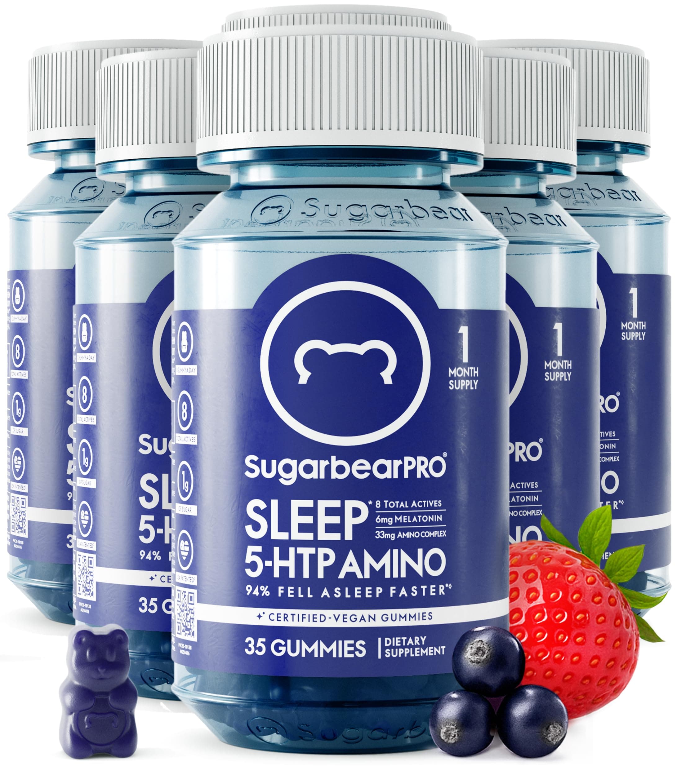 SugarBearPro Sleep Gummy 6 Month Supply, Extra Strength Melatonin 6mg, for Men & Women, Vegan Vitamin B6, L-Theanine, 5 HTP, Valerian, Sleep Aid for Adults & Teens, Certified Kosher