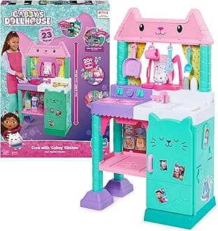 Gabby’s Dollhouse, Cakey Kitchen Set for Kids with Play Kitchen Accessories, Play Food, Sounds, Music and Kids’ Toys for Girls and Boys Aged 3 and up