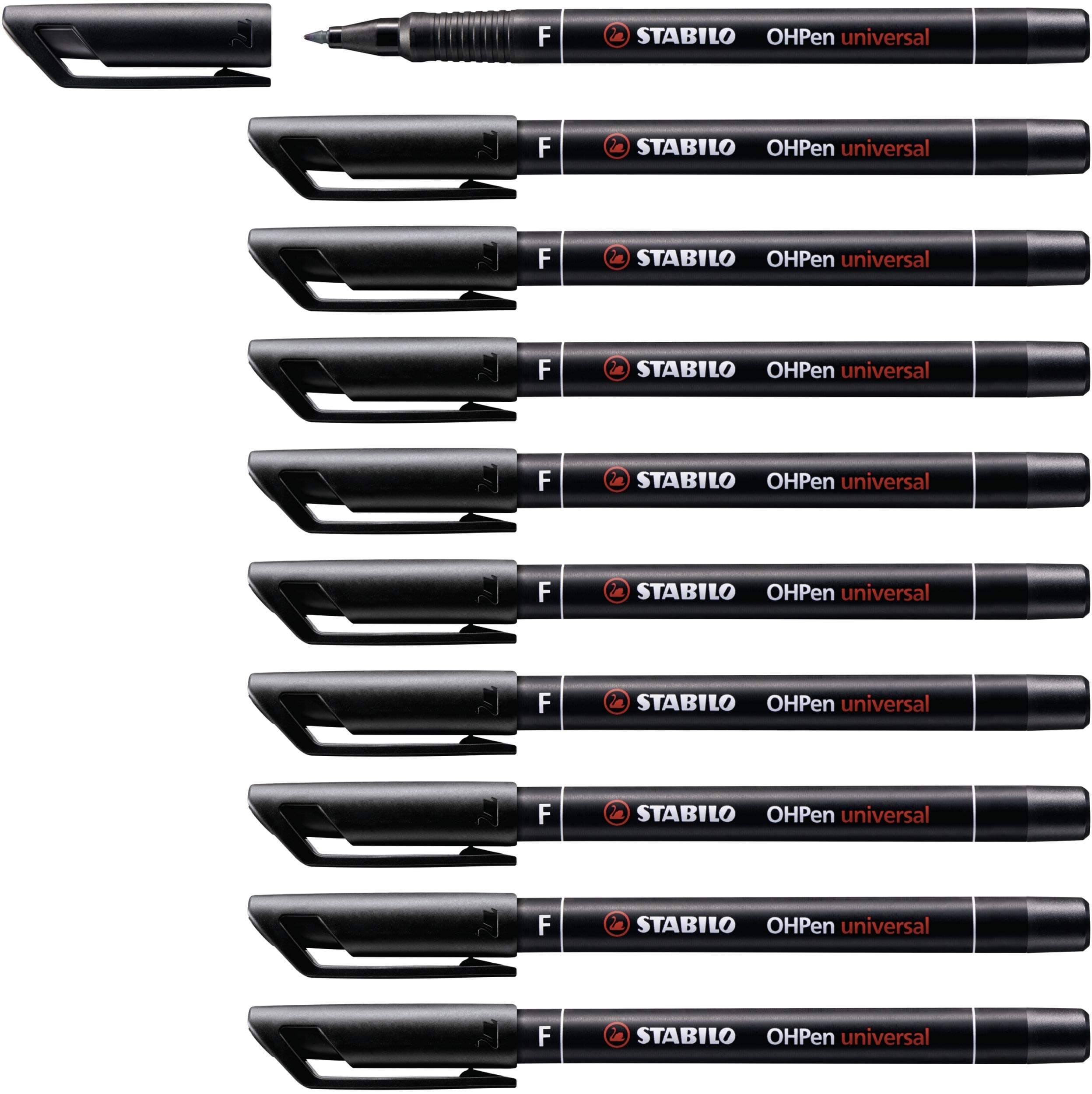 OHPen universal - Pen for Overhead Projection - Permanent Fine (F) - Pack of 10 - Black