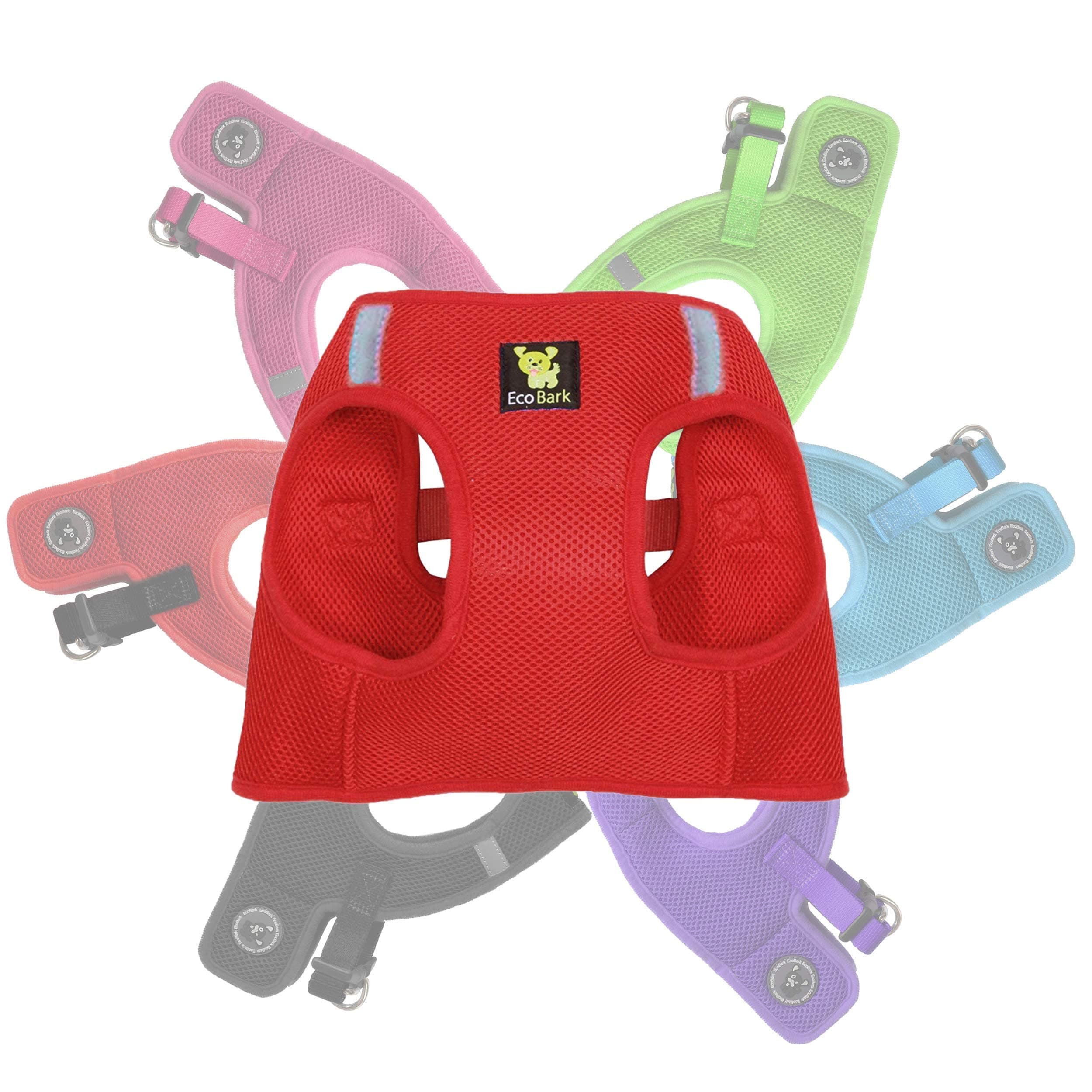 EcoBark Step in Dog Harness - Eco-Friendly Teacup Dog Harnesses for XXS, XS, and Small Dogs - Reflective and Adjustable Mini Body Halter Vest -Tiny Soft Mesh Toy Breed Harness Under 5 lbs (Red, XXS)