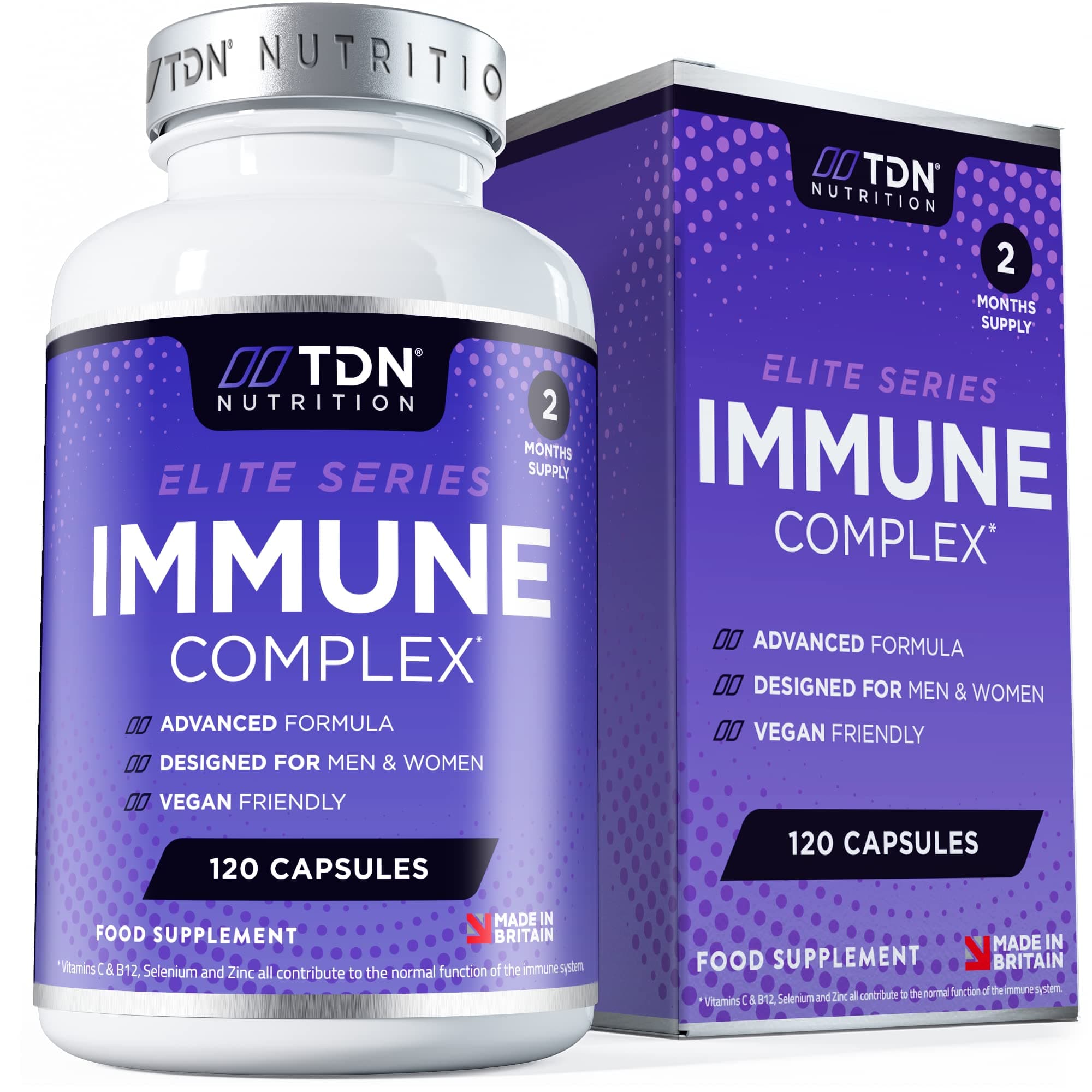 Immune System Support - Premium Immune Supplement - 120 Capsules - 13 Vitamins, Minerals and Herbal Extracts - Vitamin C, Zinc and Selenium - Elderberry, Ginger, Turmeric Plus More - UK Formulated