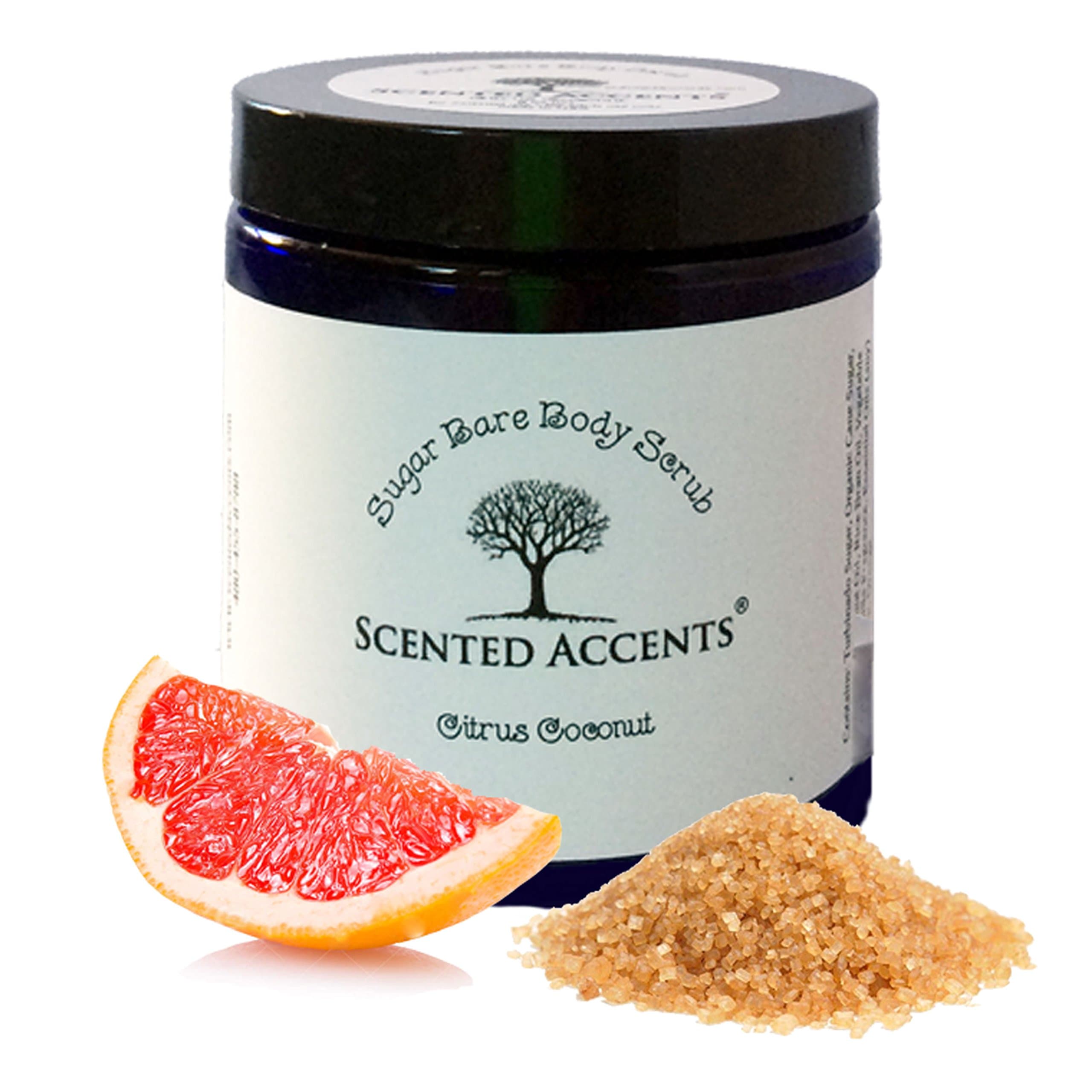 Scented Accents Sugar Bare Body Scrub Citrus Coconut, Gentle Exfoliating Body Polish, Sugar Scrub, Skin Softening Coconut Scrub, Facial Sugar Scrub, Fresh-Made Plant-Based Vegan Skin Care