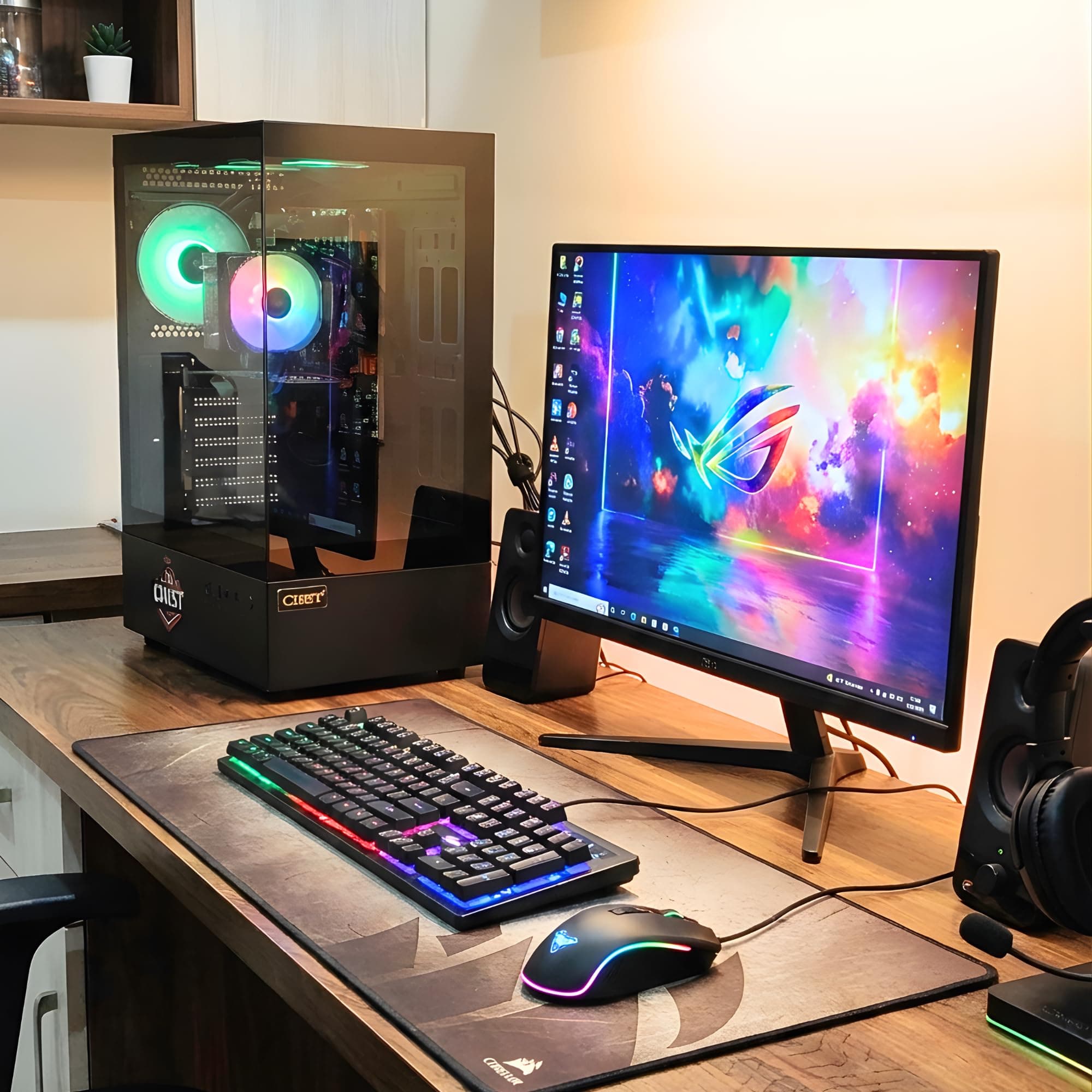 CHIST Premium Desktop, 11th Gen Core i5-11400F 6 Core 12Threats, 16GB DDR4 RAM, 512GB NVMe SSD, GT 730 4GB Graphic Card GDDR5, 24 Brazel Monitor Keyboard Mouse,Wi-Fi, Windows 11 Pro